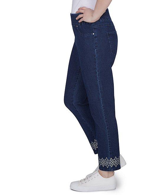 Ruby Rd. Straight Leg Printed Hem Pull-On Ankle Jeans Product Image