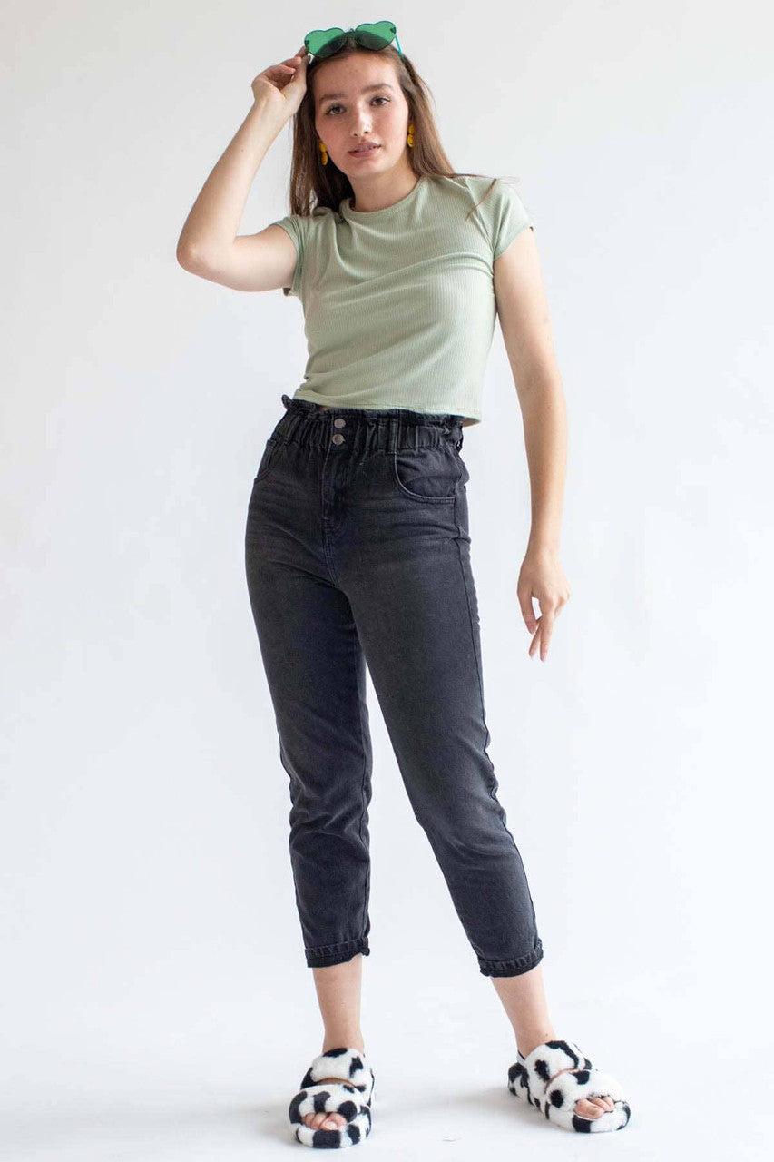 Sage Tie Back Ribbed Tee Product Image