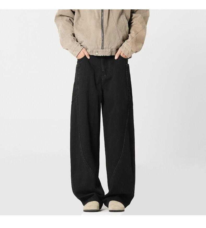 Mid Rise Washed Wide Leg Cargo Jeans Product Image