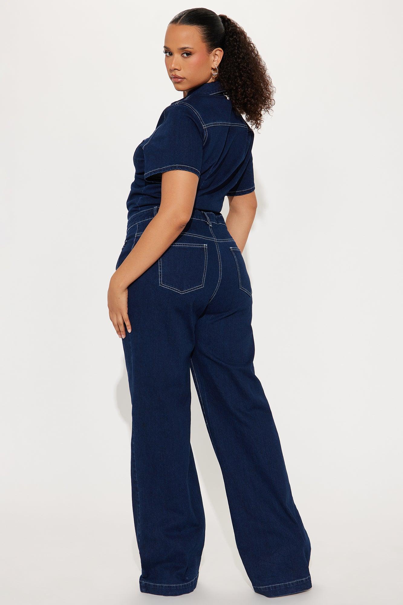 Adrianna Denim Jumpsuit - Dark Wash Product Image