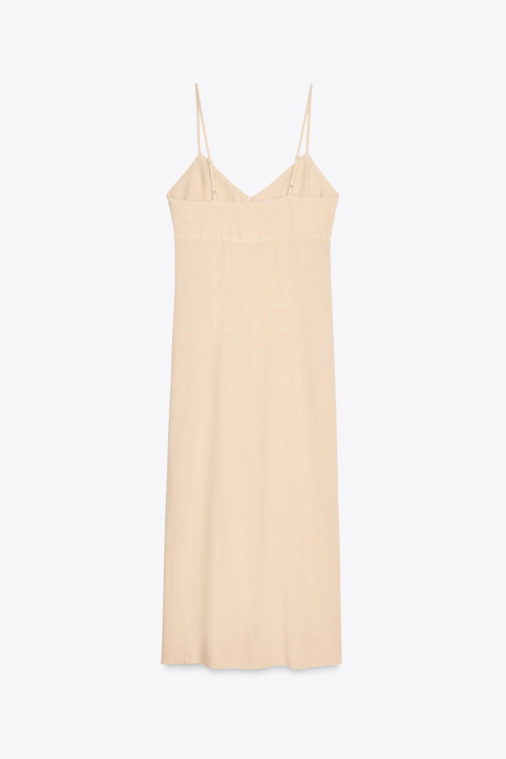 LINEN STRAPPY MIDI DRESS Product Image