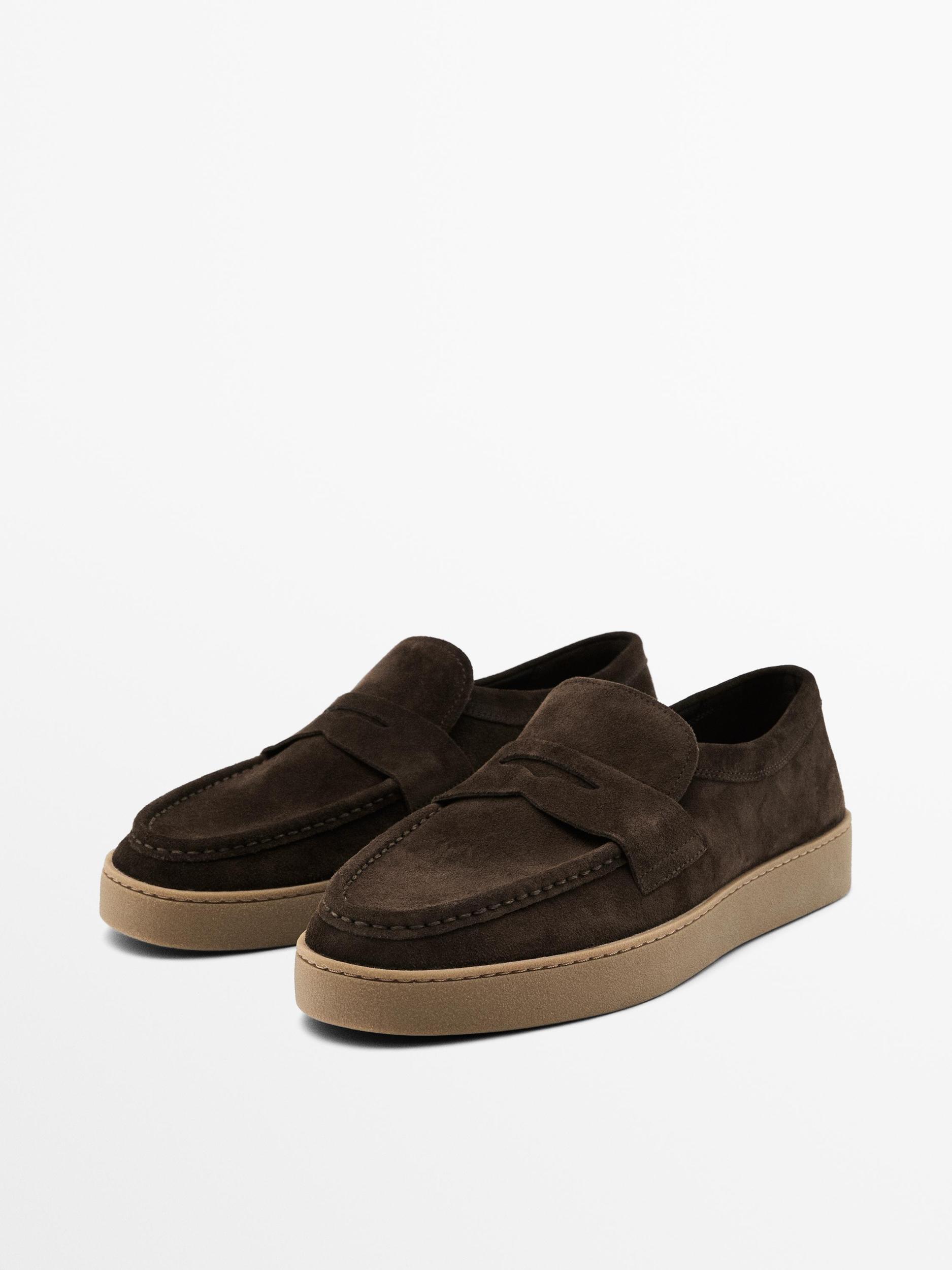 Split suede penny loafers Product Image