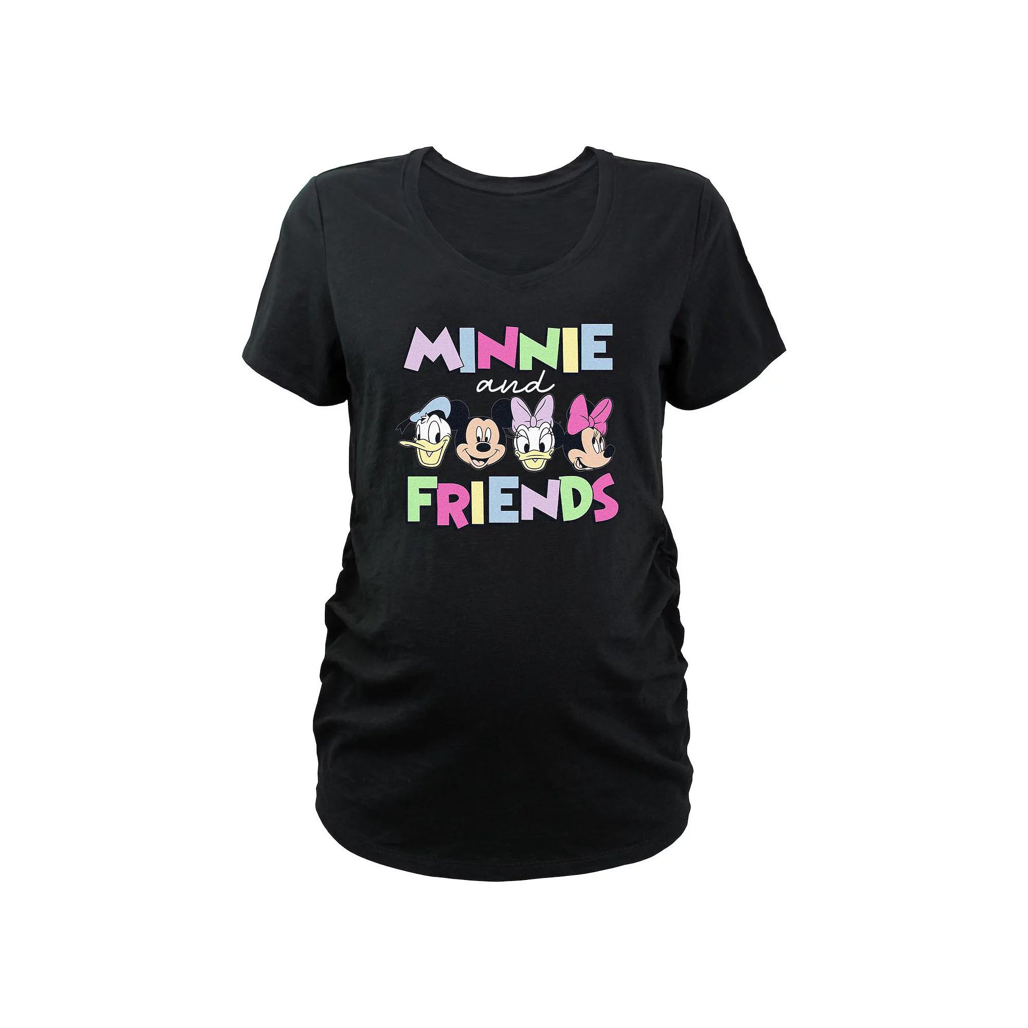 Maternity Minnie Mouse And Friends V-Neck Graphic Tee, Women's, Size: Large-Mat, Black Product Image
