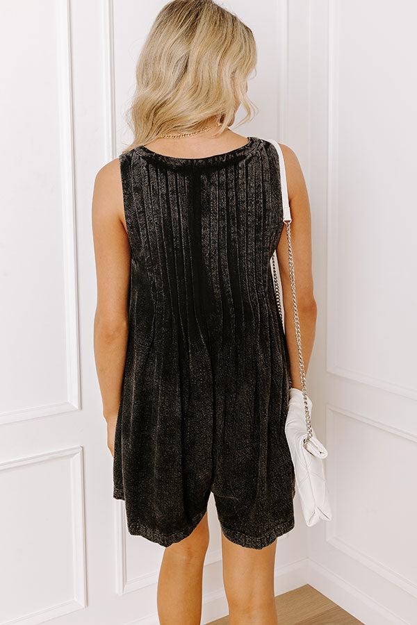 Midtown Chic Linen-Blend Romper in Vintage Black Product Image