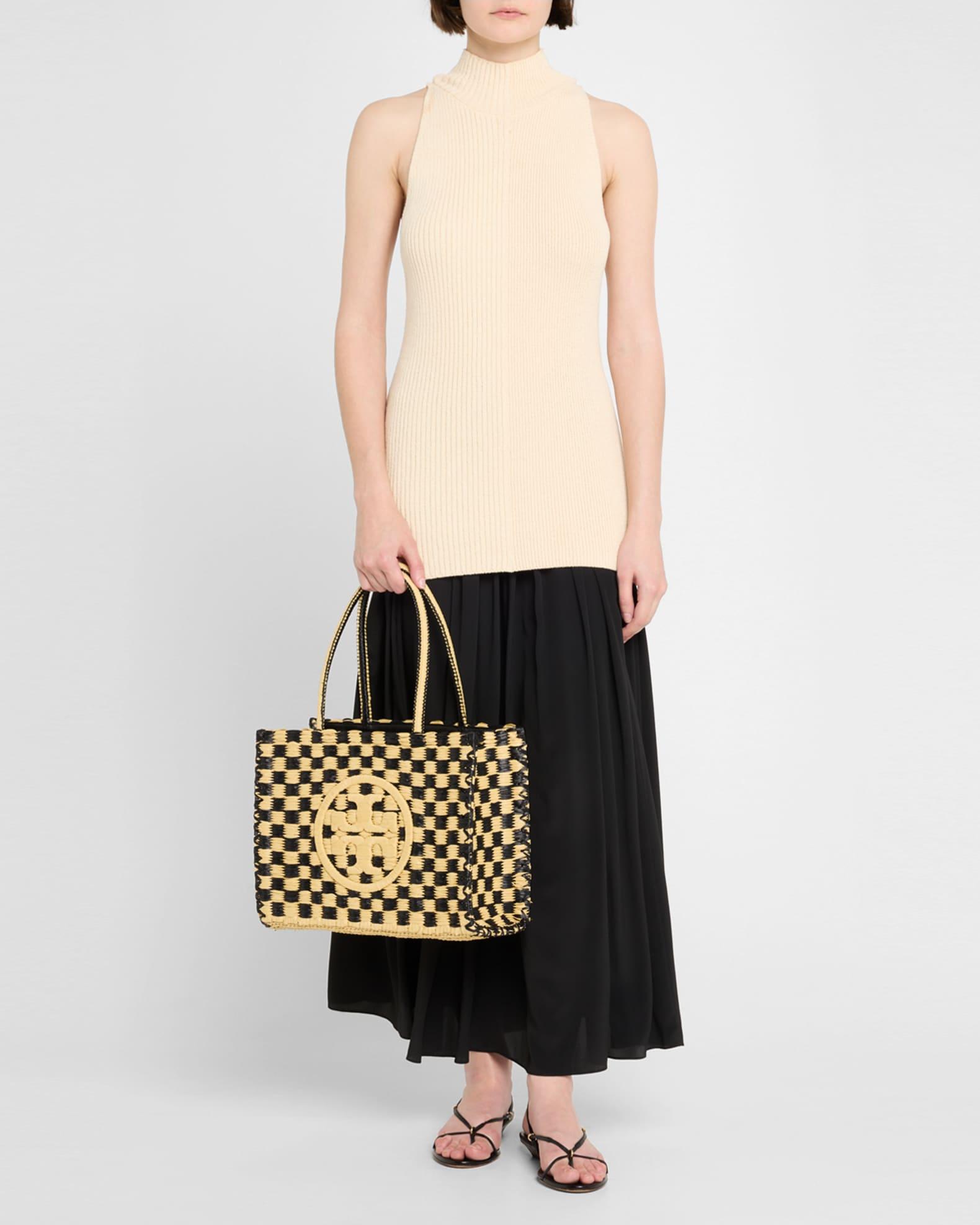 Ella Small Crochet Checkered Tote Bag Product Image