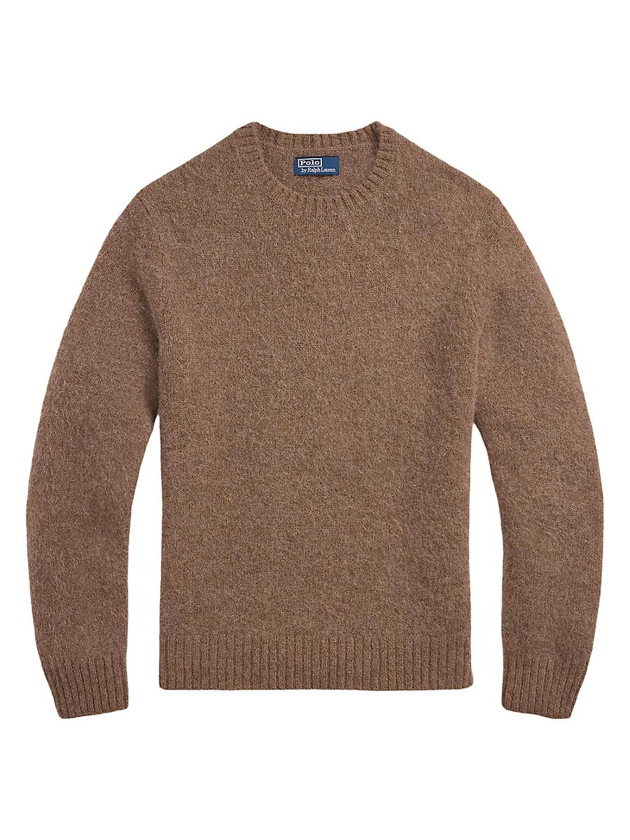 Mens Suede-Patch Knit Sweater Product Image