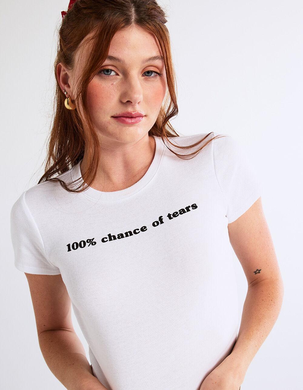 RSQ Womens 100% Chance of Tears Baby Tee - WHITE Product Image
