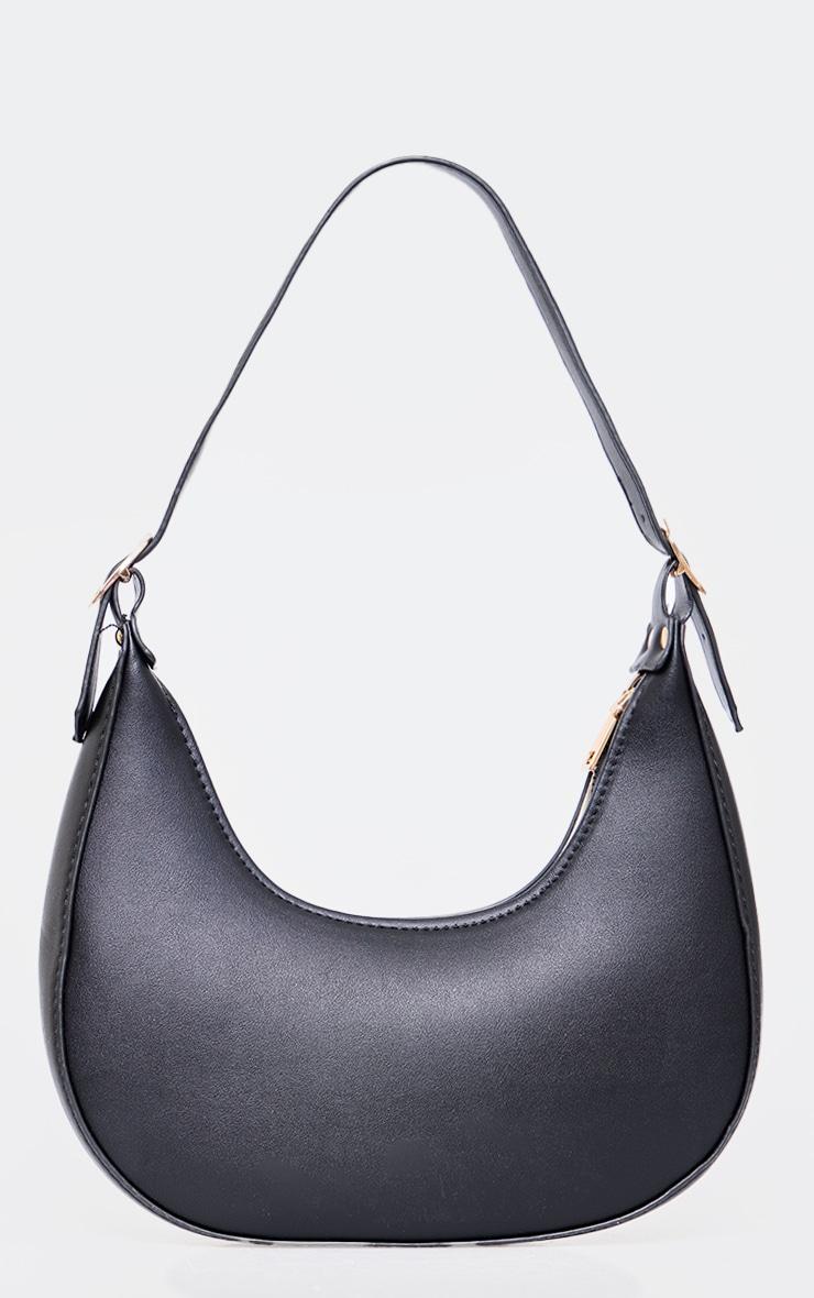 Black Curved PU Shoulder Bag Product Image