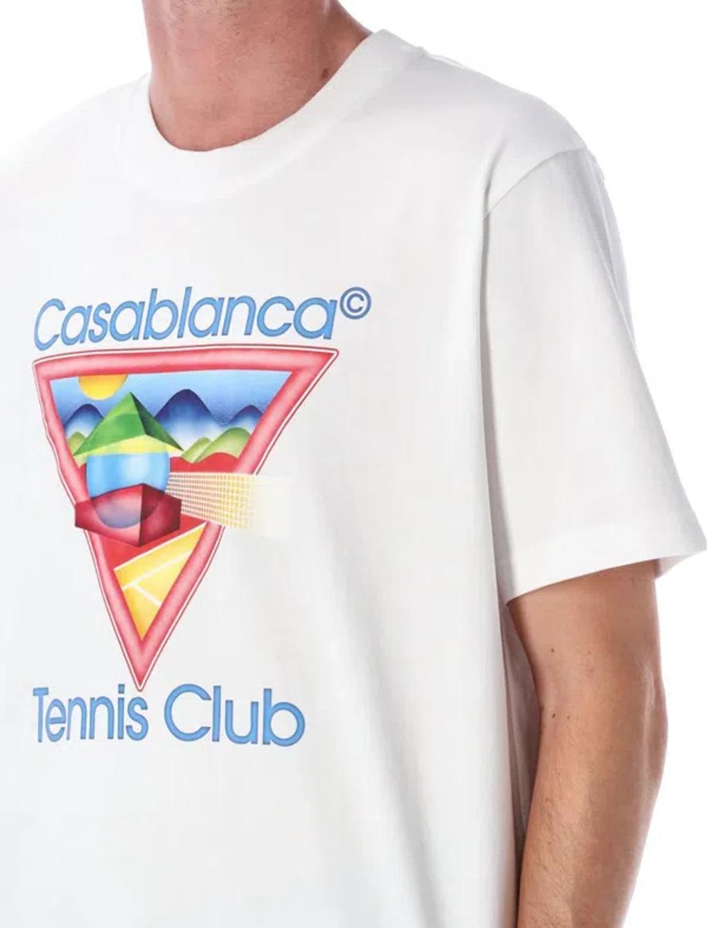 CASABLANCA Cotton Crew Neck T-shirt With Graphic Print In White Product Image
