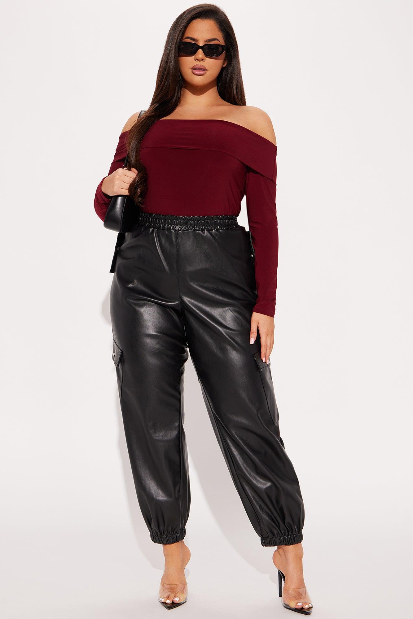 Valencia Faux Leather Cargo Jogger - Black Product Image