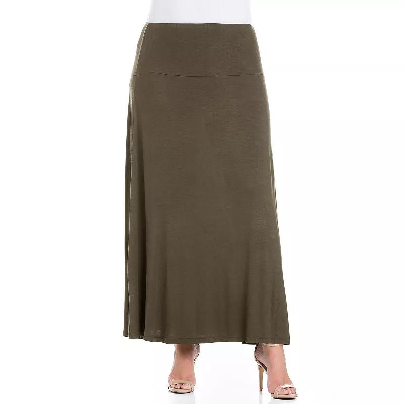 Plus Size 24Seven Comfort Apparel Comfortable Fit Elastic Waist Maxi Skirt, Women's, Size: 2XL, Green Product Image