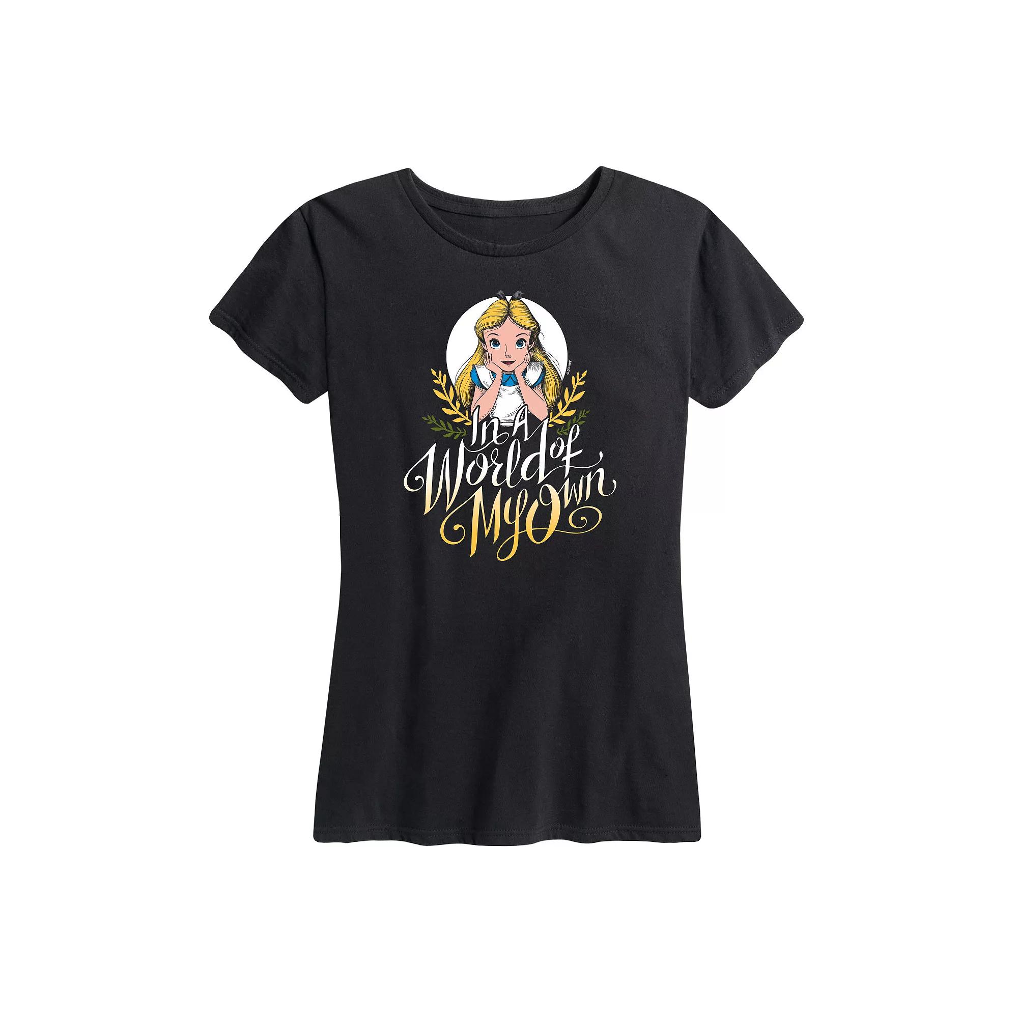 Disney's Alice in Wonderland Women's In A World Of My Own Graphic Tee, Girl's, Size: XL, Black Product Image