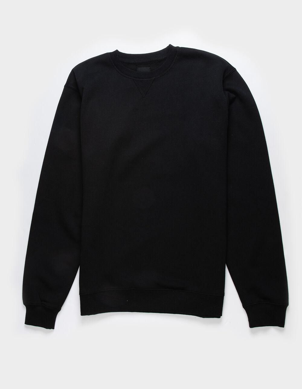 RSQ Mens Solid Crewneck Fleece Sweatshirt - BLACK Product Image
