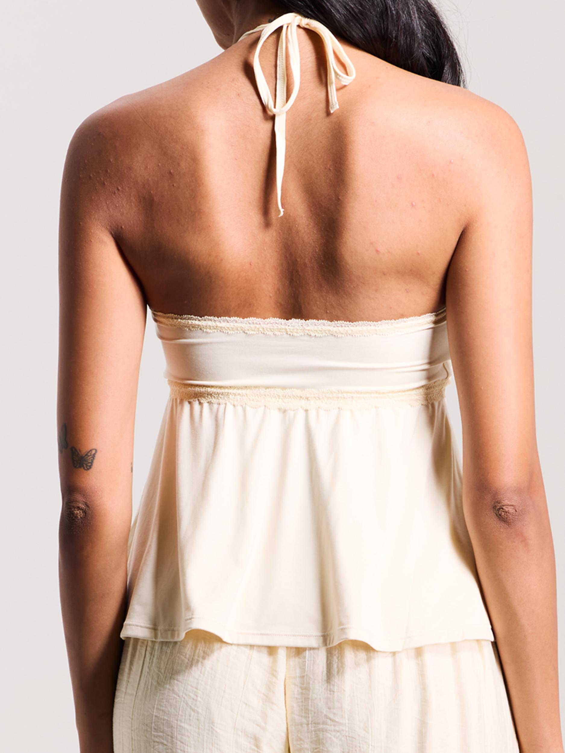 Lace Trim Babydoll Halter Product Image