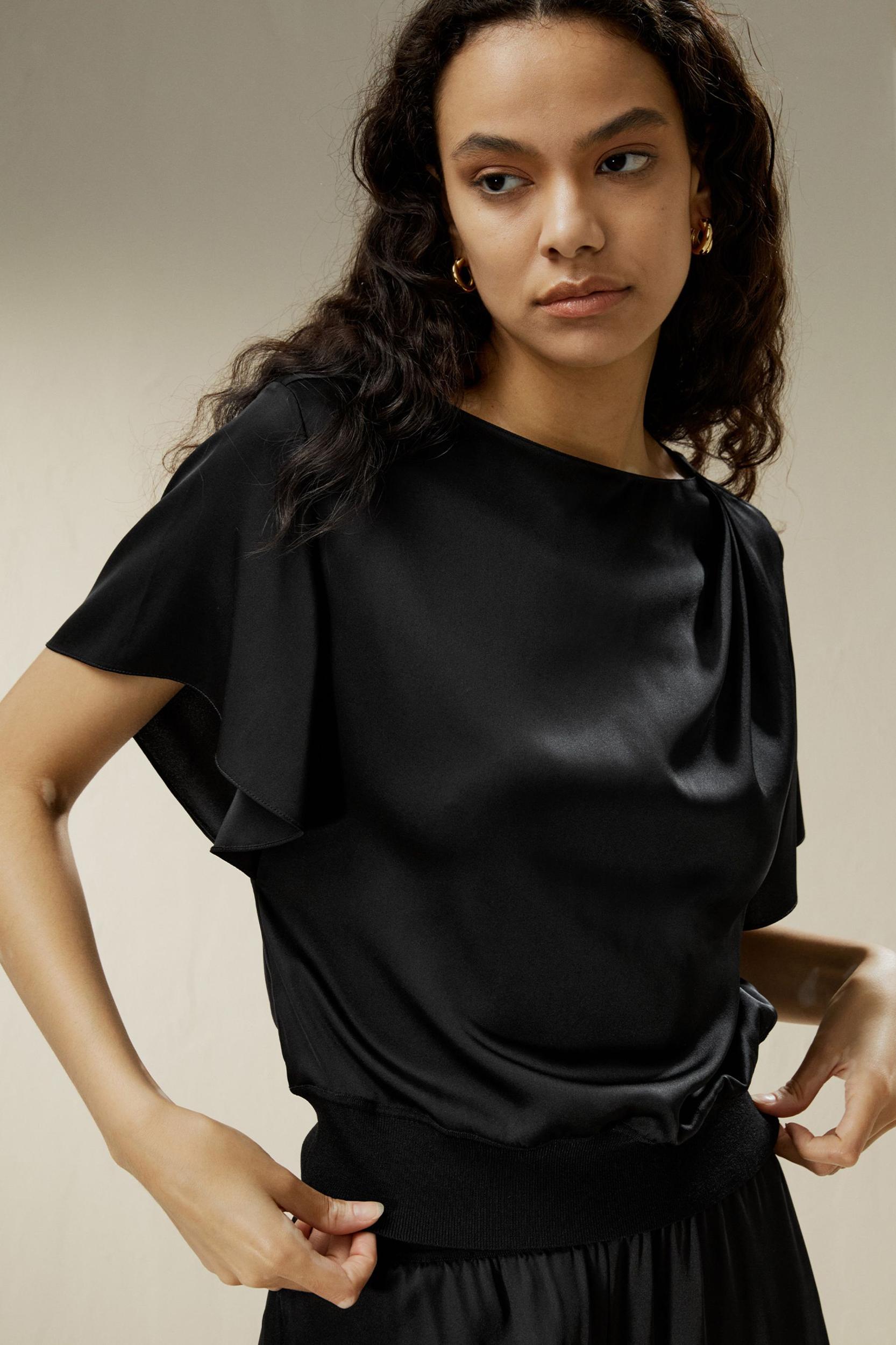 LILYSILK Silk Tshirt Women Black Breathable Basic Meticulously Crafted Seams High Quality Silk Fibers XL Product Image