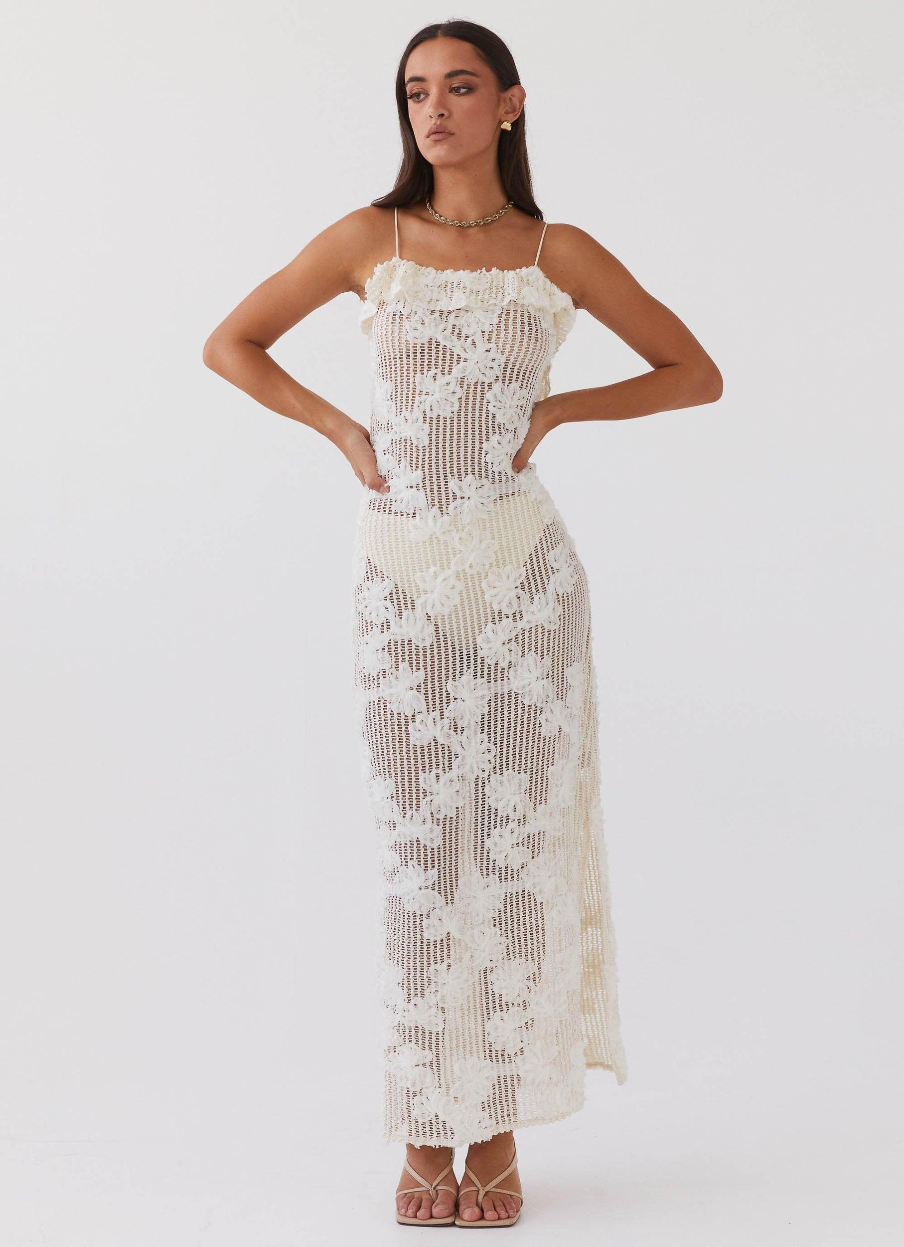 Evangeline Embroidered Maxi Dress - Ivory Tea Product Image