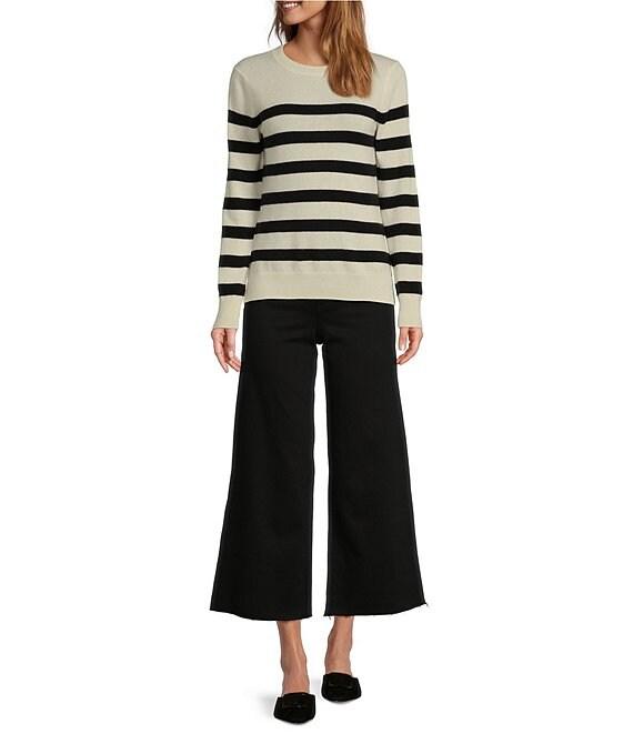 Antonio Melani Luxury Collection Cameron Cashmere Crew Neck Long Sleeve Thick Striped Knit Sweater Product Image