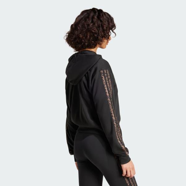 adidas Essentials Seasonals Animal French Terry Full-Zip Hoodie Wonder White XL Womens Product Image