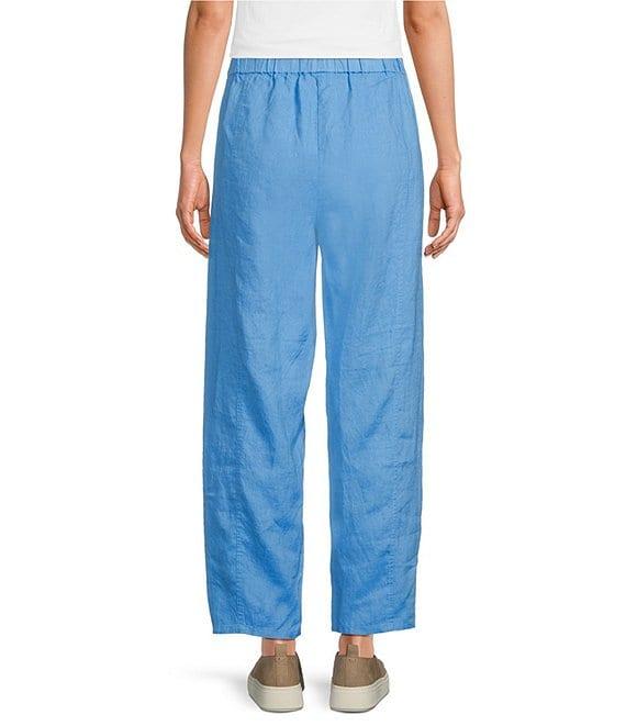 Eileen Fisher Petite Organic Linen Elastic Waist Pleated Lantern Ankle Pants Product Image