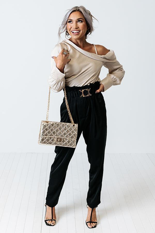 Defined Bliss Satin Pants In Black Product Image