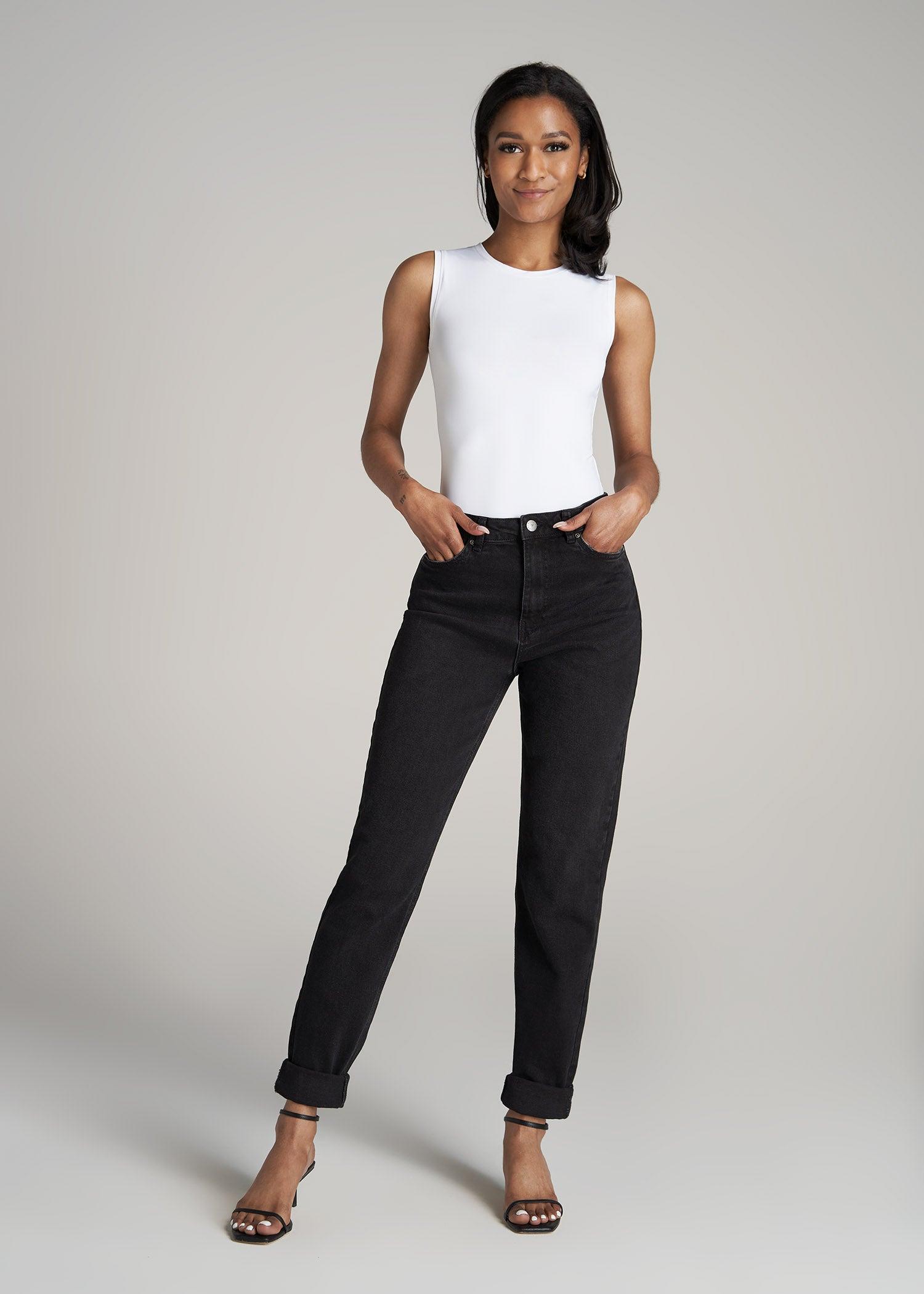 Sleeveless Crewneck Bodysuit for Tall Women in Bright White Female Product Image