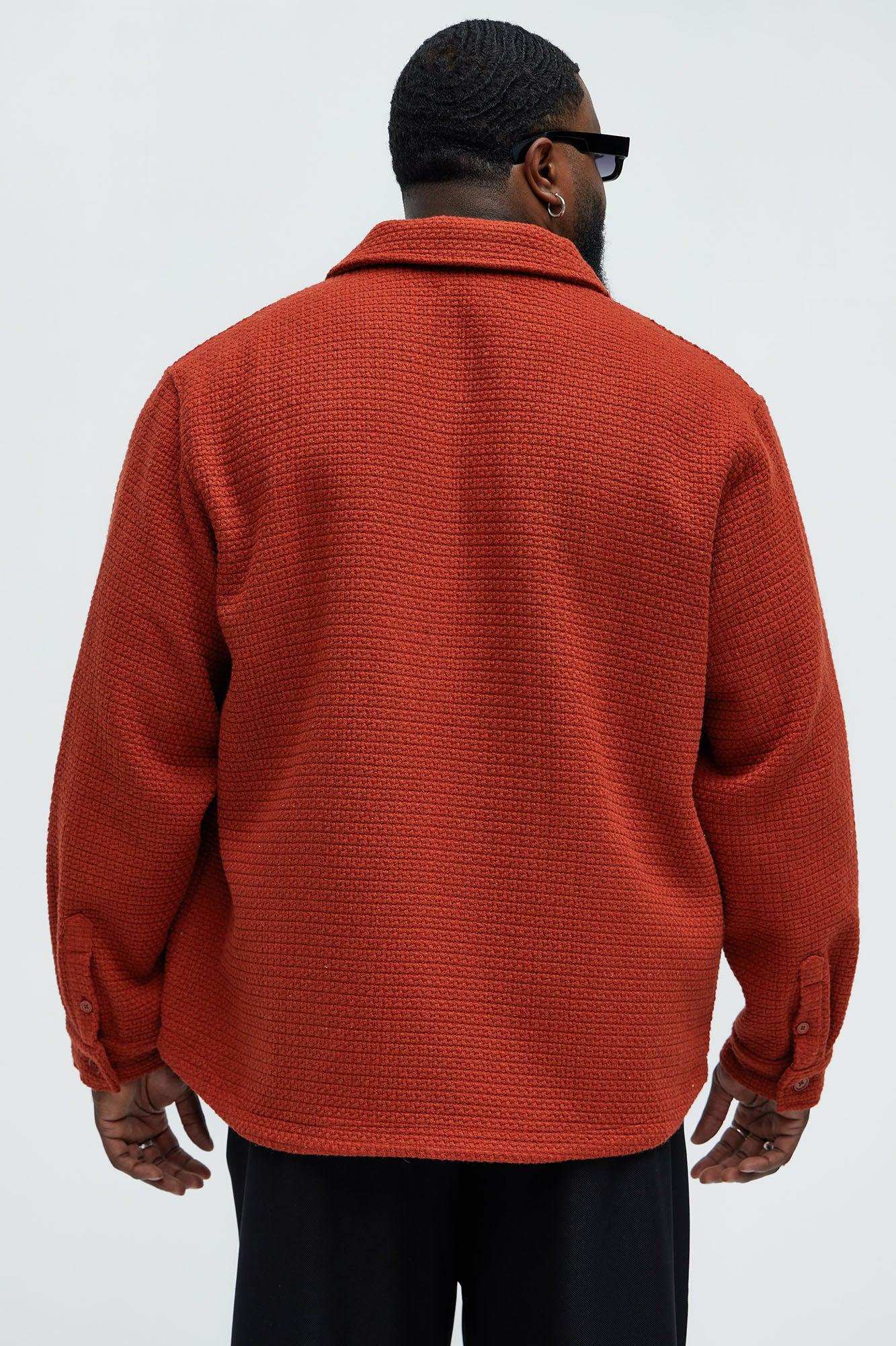 Linden Textured Button Up Shirt - Rust Product Image