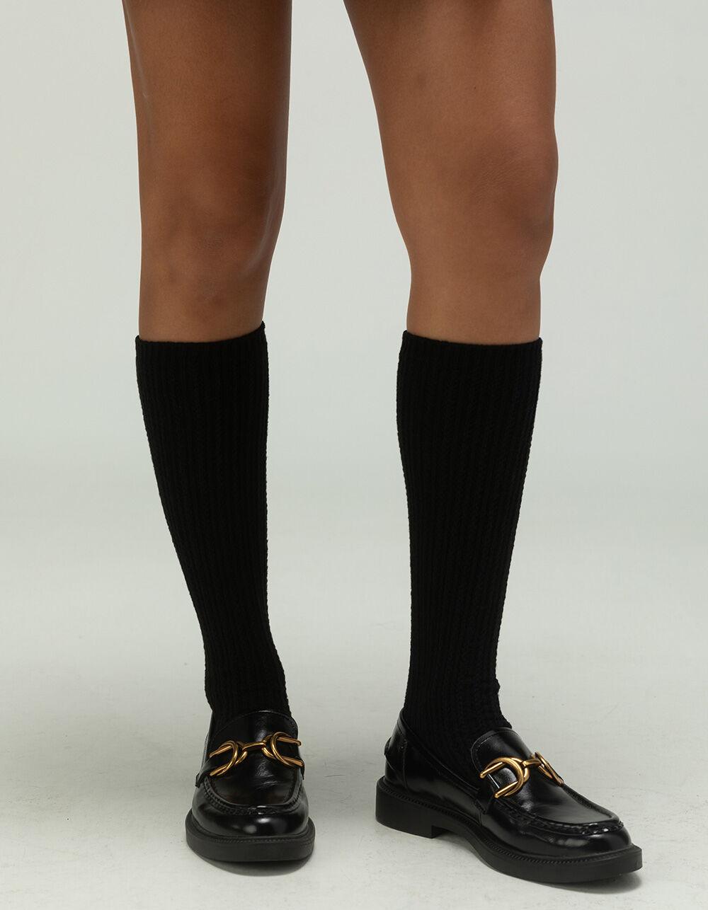 FULL TILT Ribbed Knee High Womens Socks - BLACK Product Image