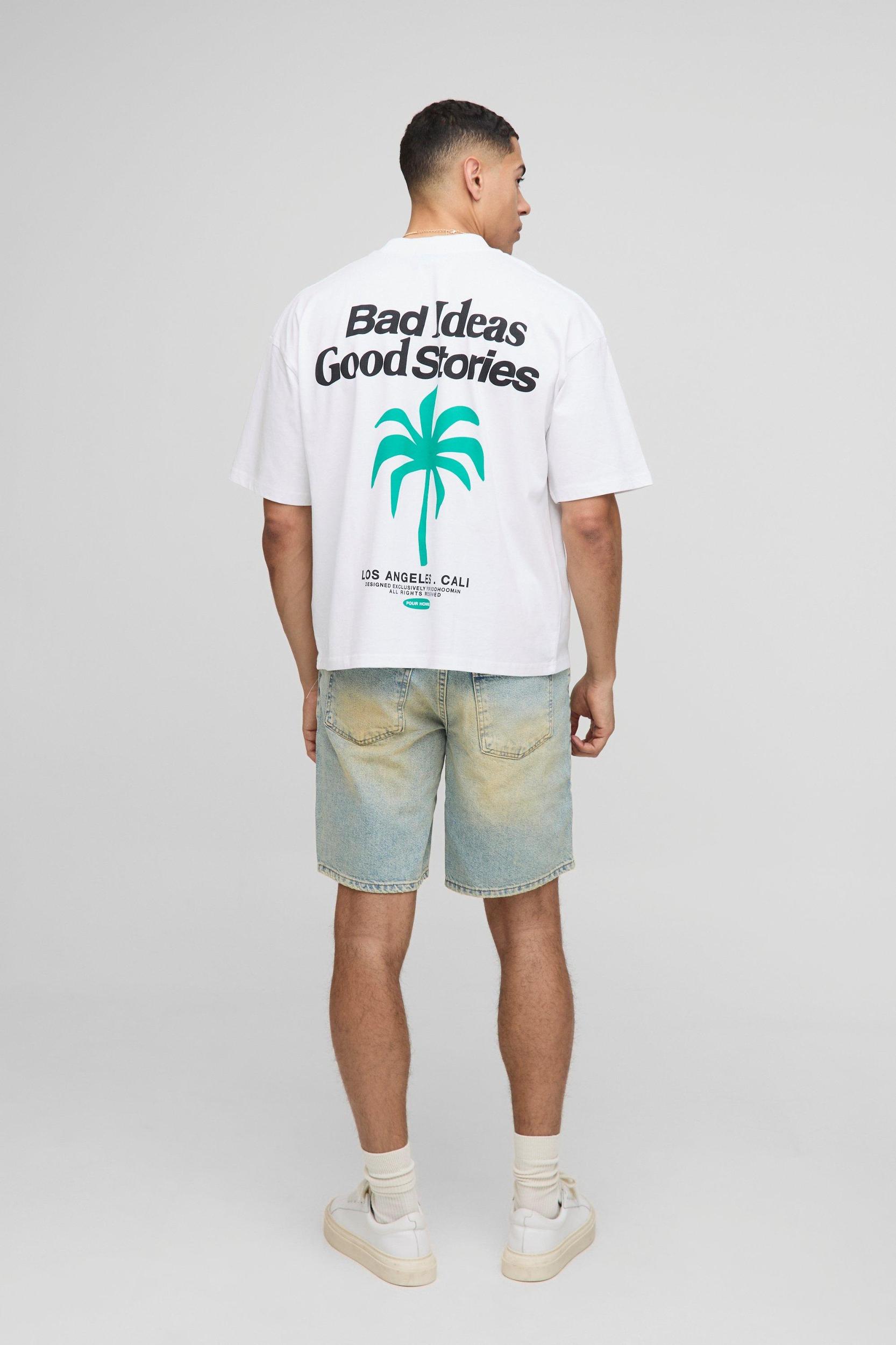 Oversized Boxy Extended Neck Palm Graphic T-Shirt | boohooMAN USA Product Image