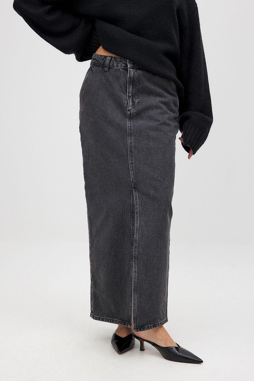 Slit Detailed Maxi Denim Skirt Product Image
