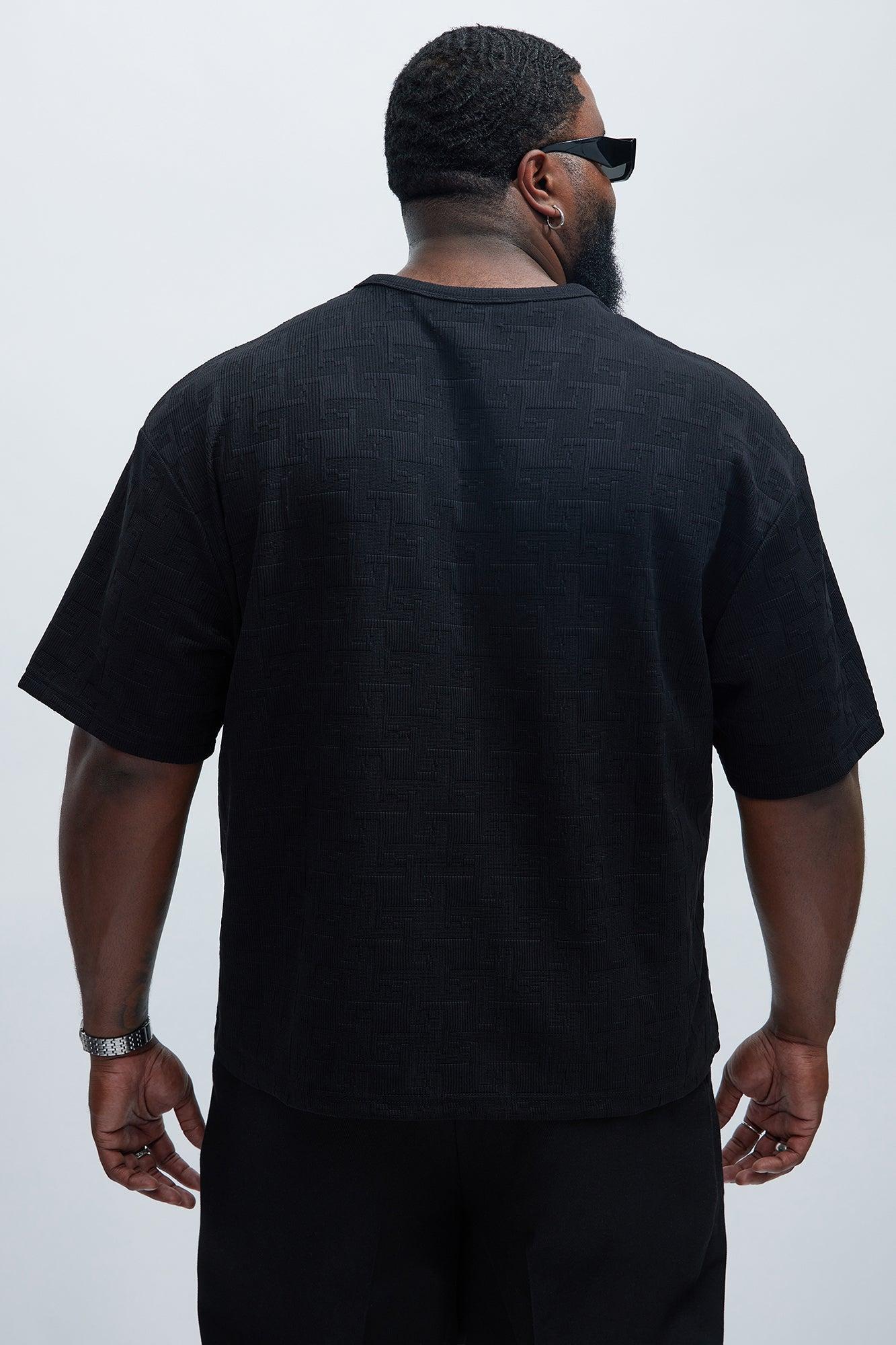 Ethel Textured Knit Relaxed  Short Sleeve Tee - Black Product Image