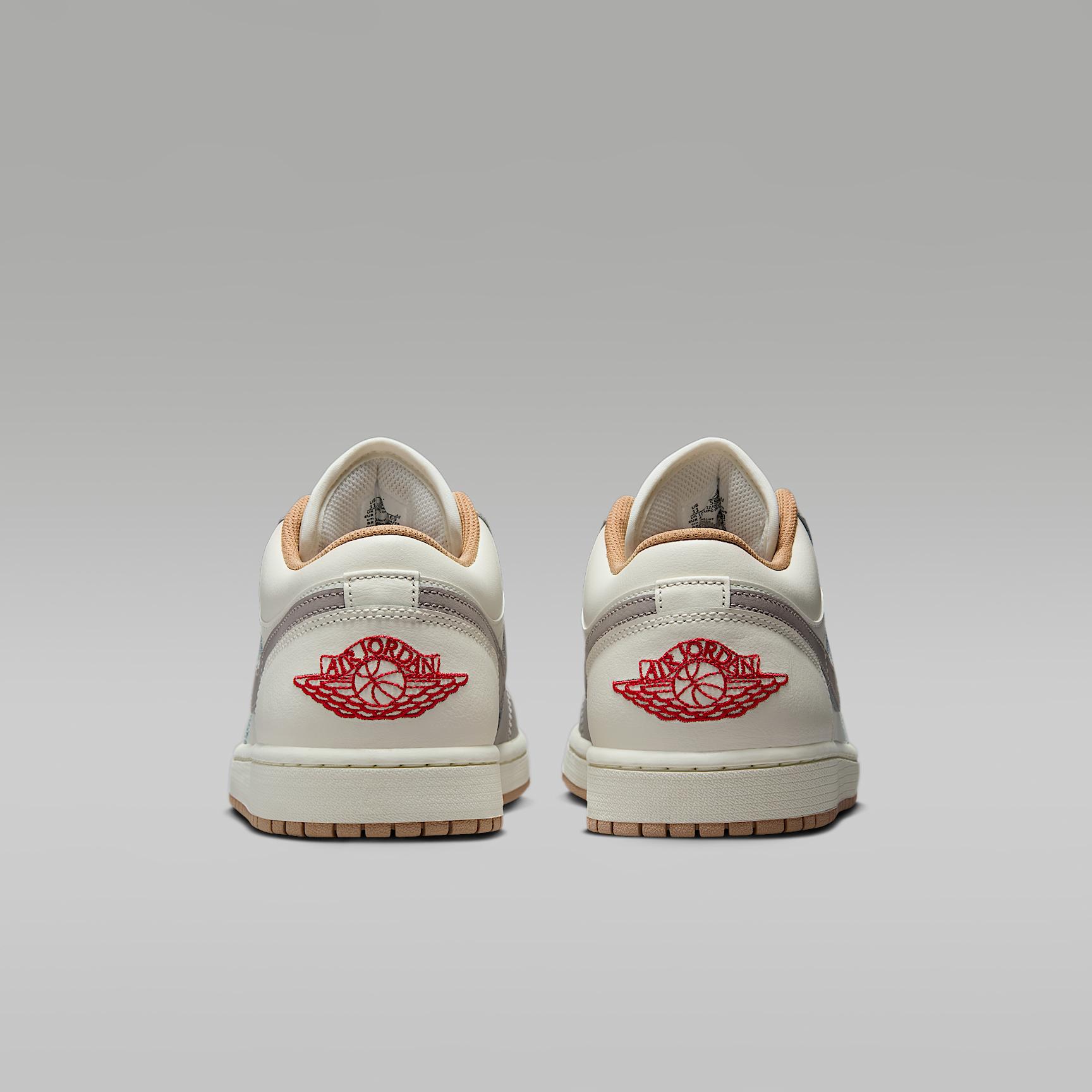 Jordan Mens Jordan AJ 1 Low - Mens Shoes Sail/Fire Red/College Grey Product Image