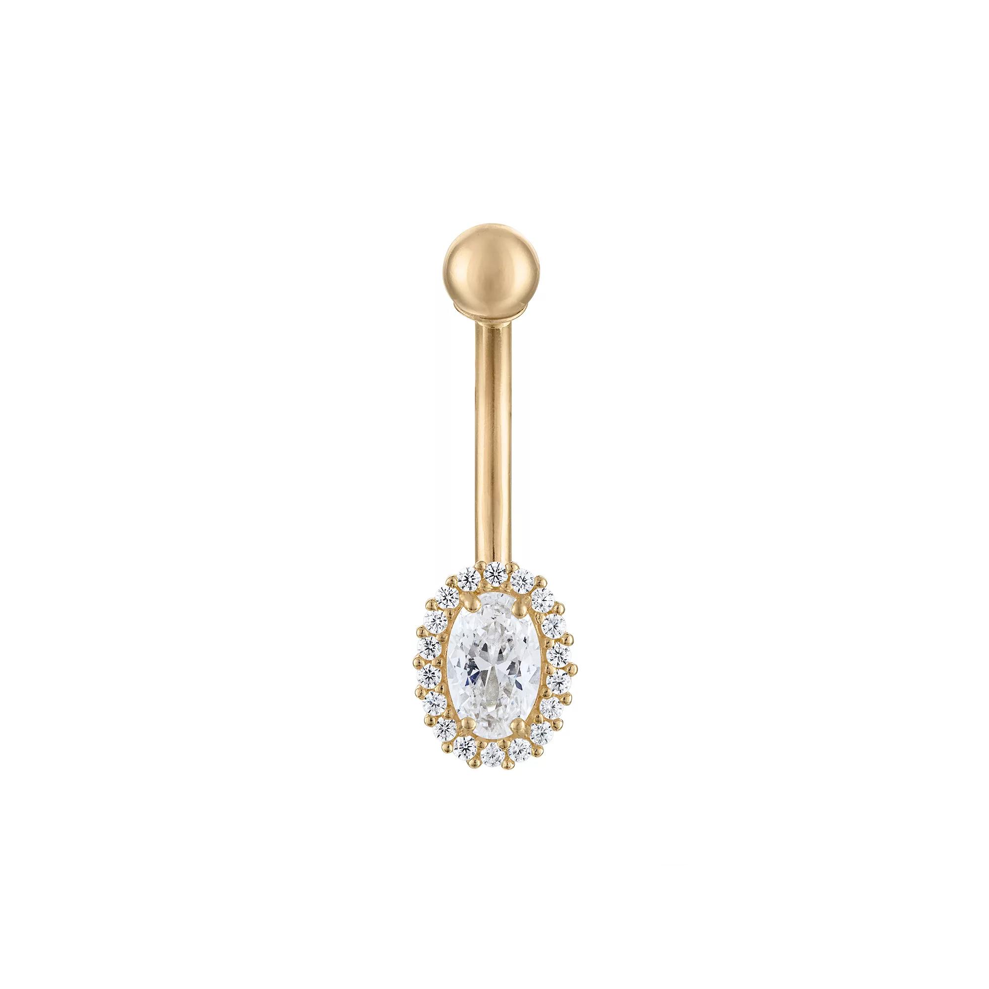Amella Jewels 10k Gold One-Side Internally Threaded Halo-Shaped Belly Ring, Women's Product Image