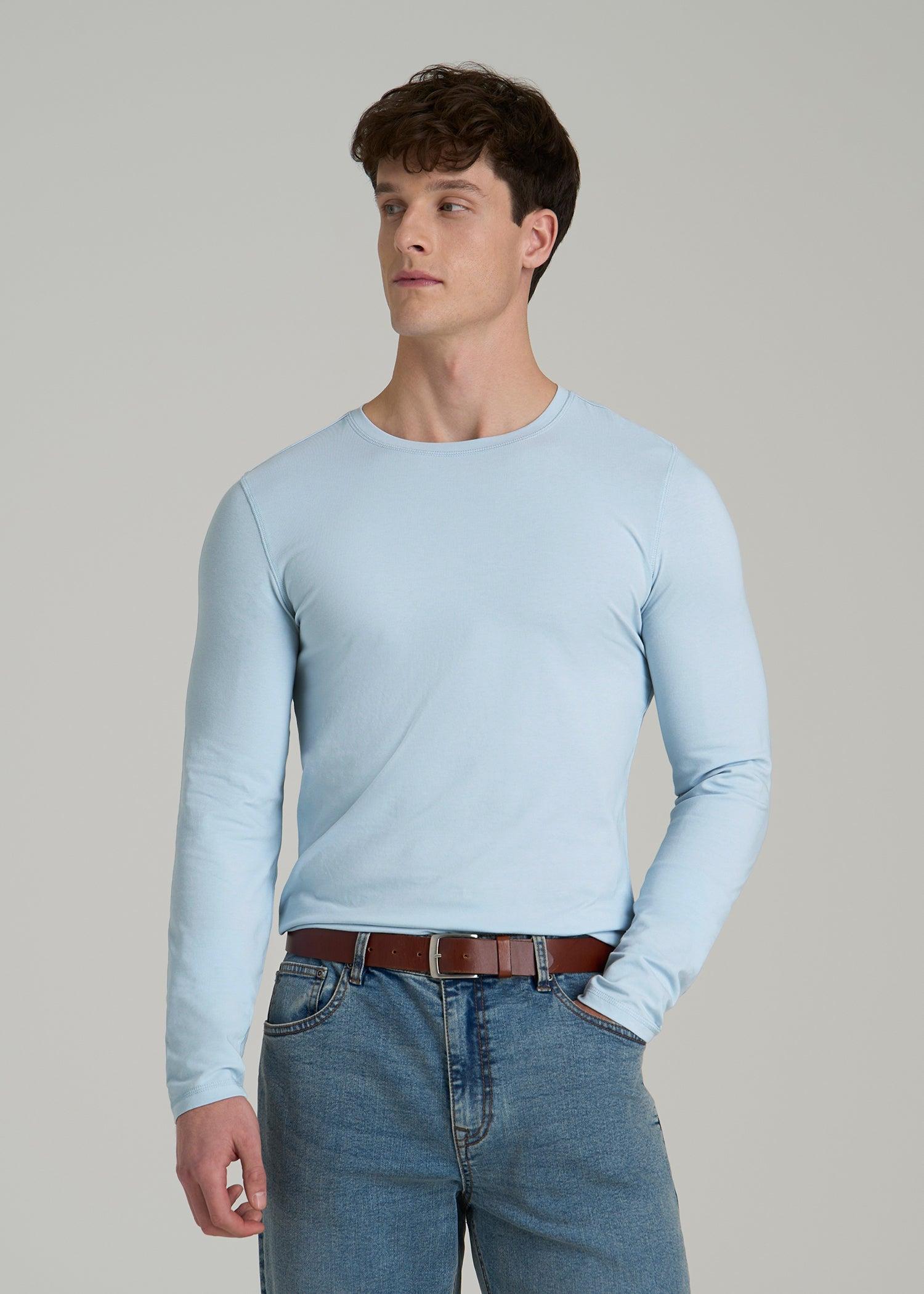 The Essential SLIM-FIT Long Sleeve Tee for Tall Men in Ice Blue Male Product Image