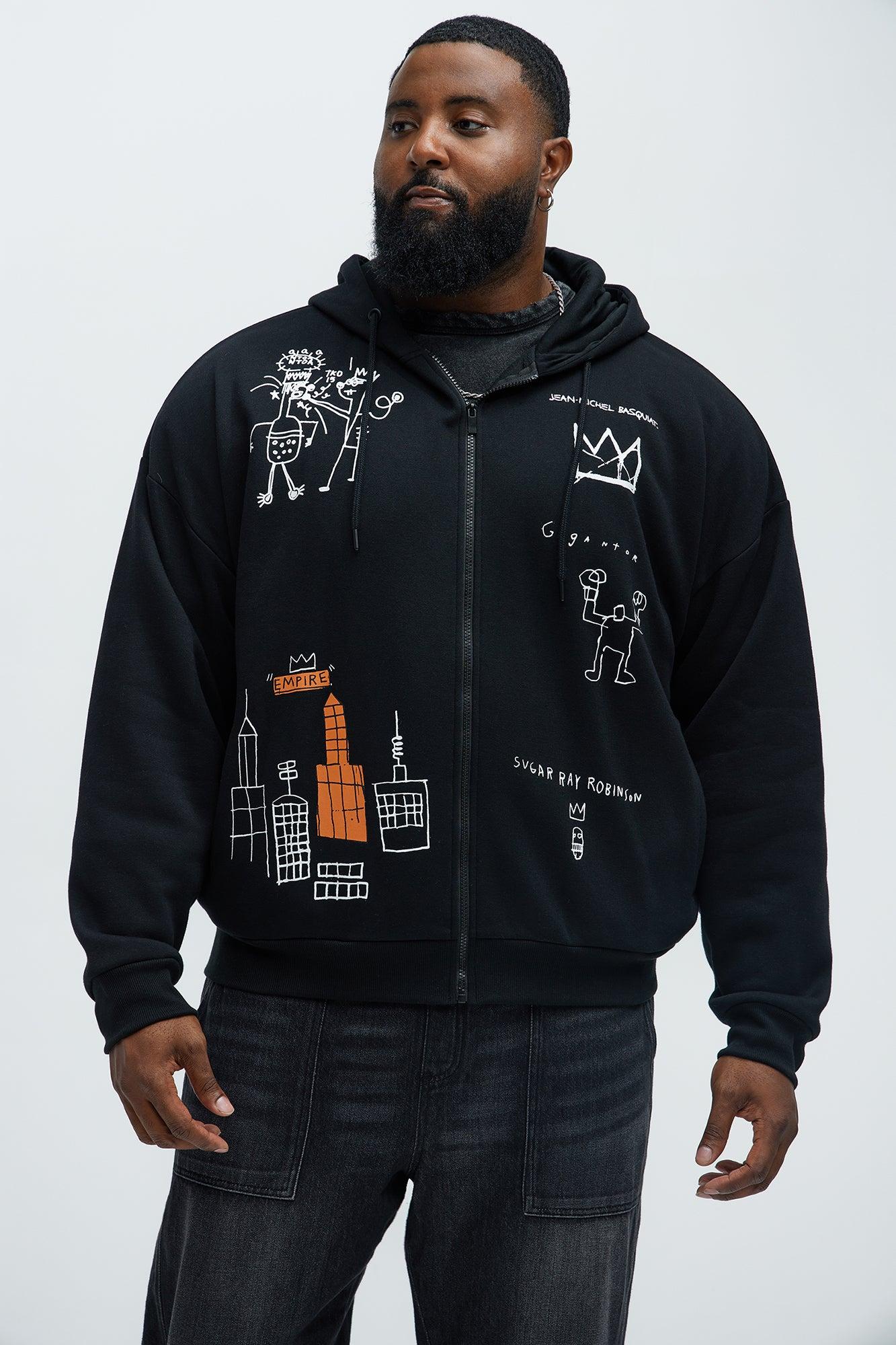 Basquait Zip Up Hoodie - Black Product Image