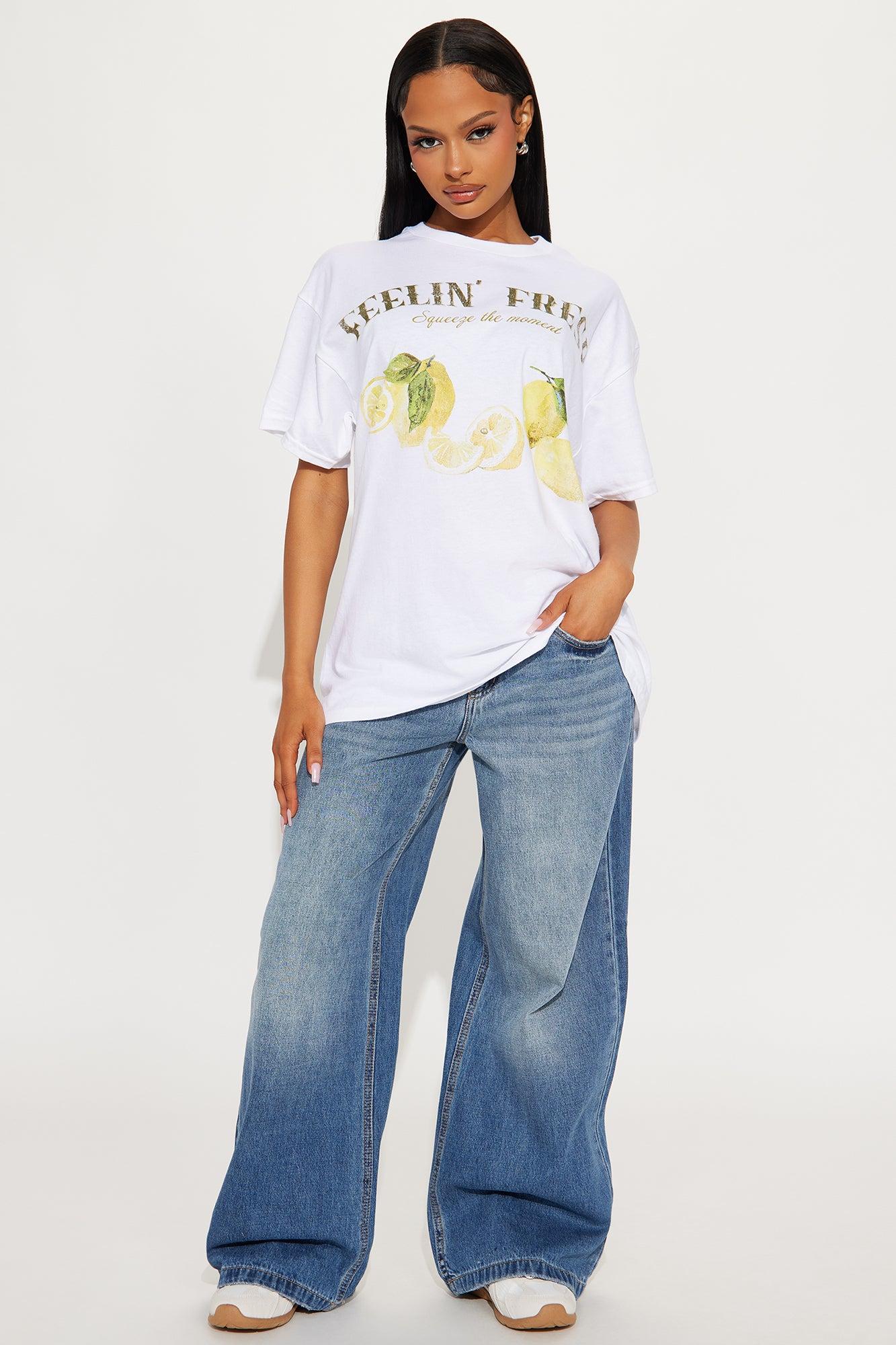 Feeling Fresh Lemonade Oversized Tee - White Product Image