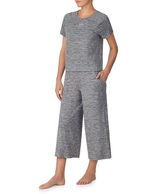 DKNY by Donna Karan Short Sleeve Round Neck Top & Cropped Knit Pajama Set Product Image
