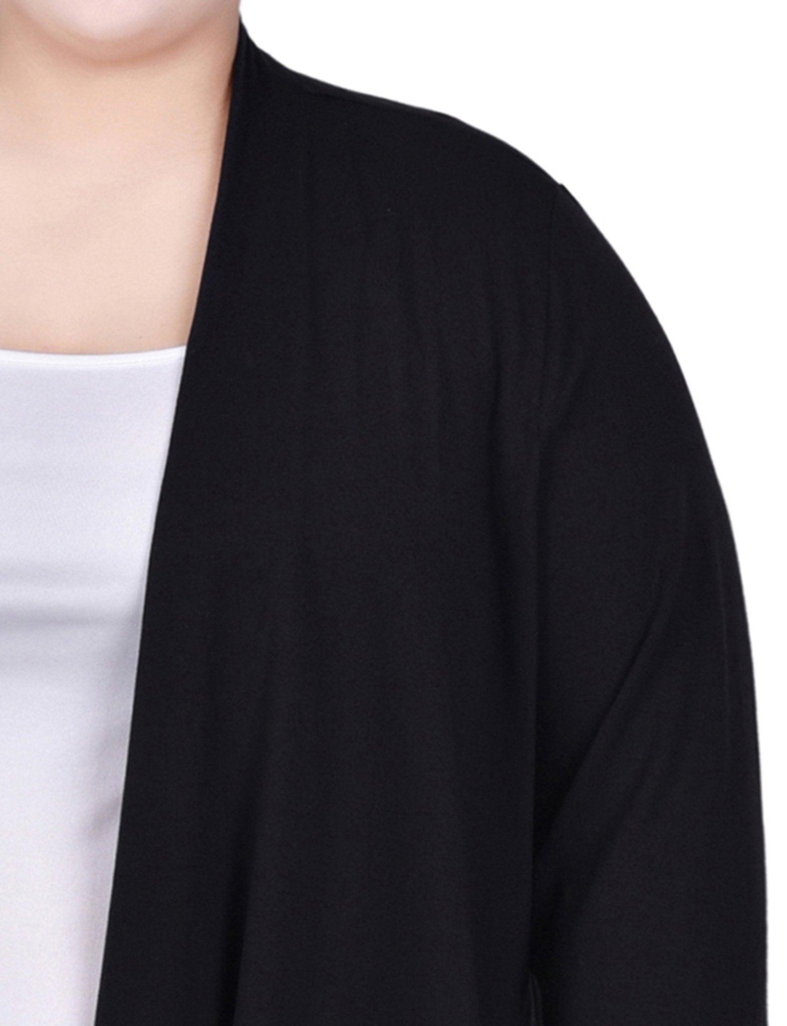 Black Solid 3/4 Sleeve Cardigan - Plus Product Image