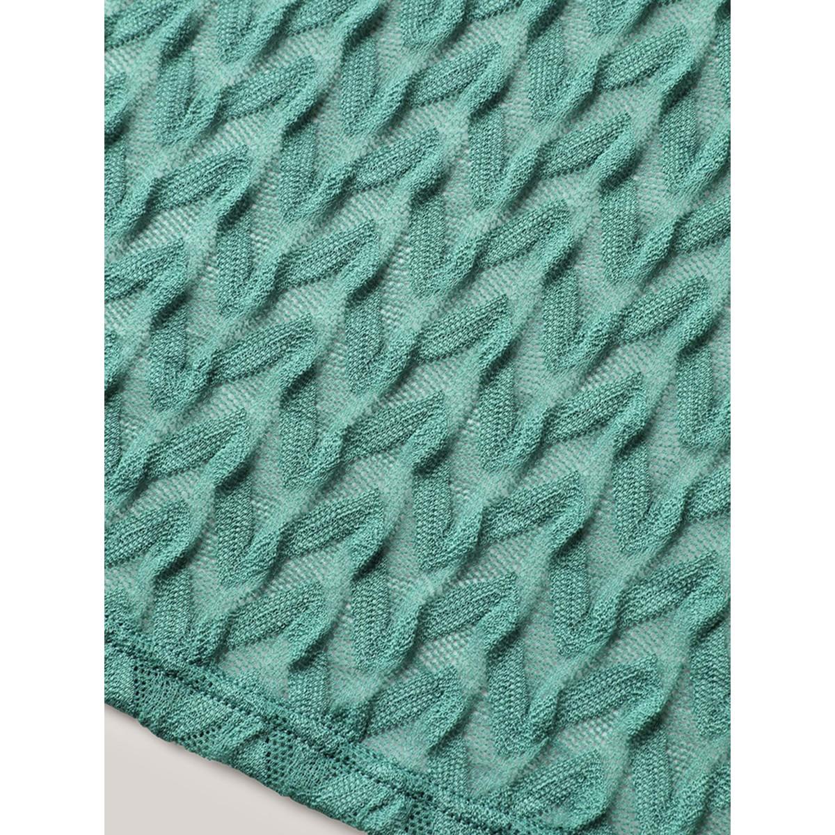 Plus Size Wavy Textured Lace Swim Dress Women's Swimwear Greenbean Resort Bodycon Overlap Collar High stretch Curve Swim Dresses BloomChic 14-16/1X Product Image