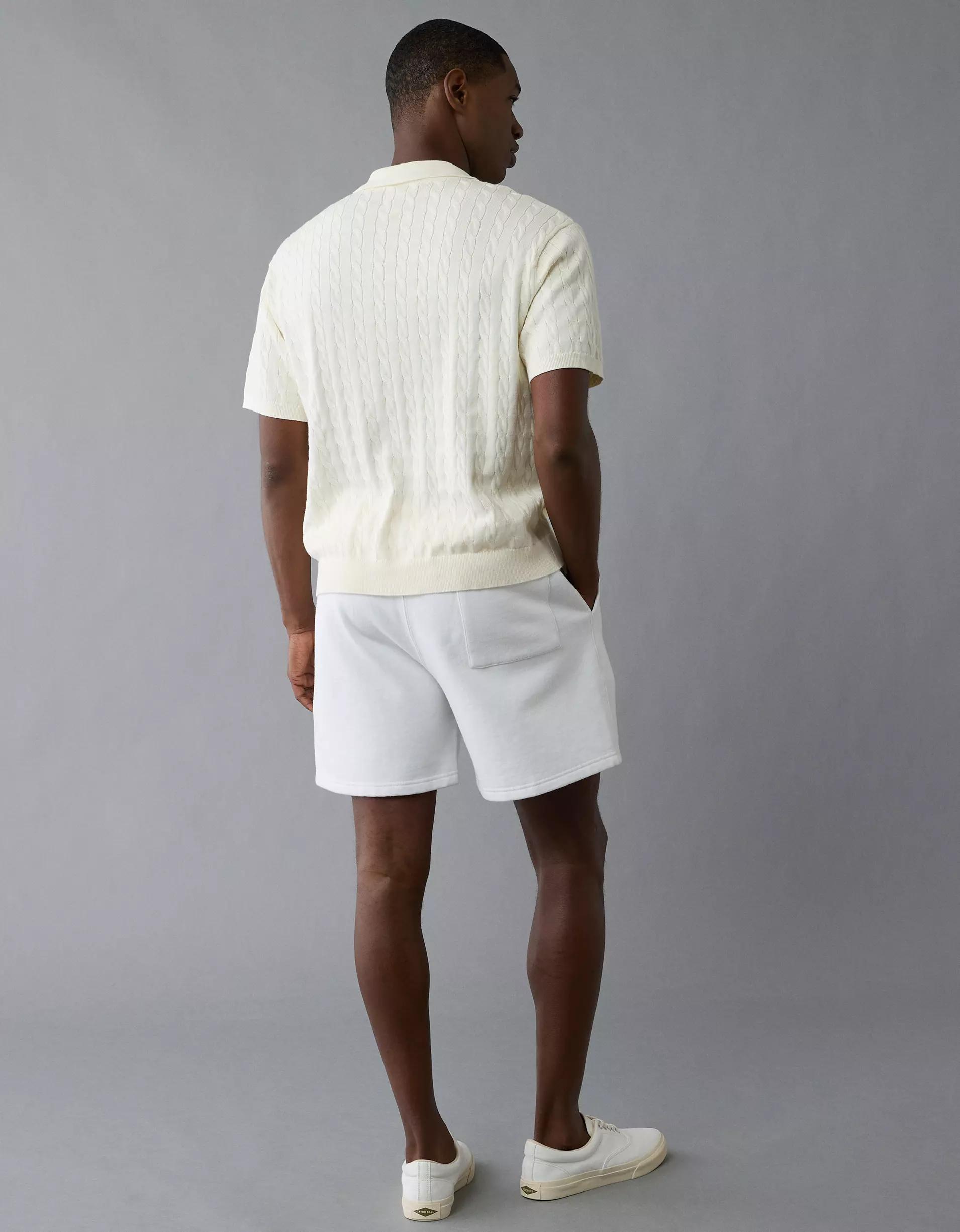 AE Weekend Cable Knit Button-Up Sweater Polo Shirt Product Image