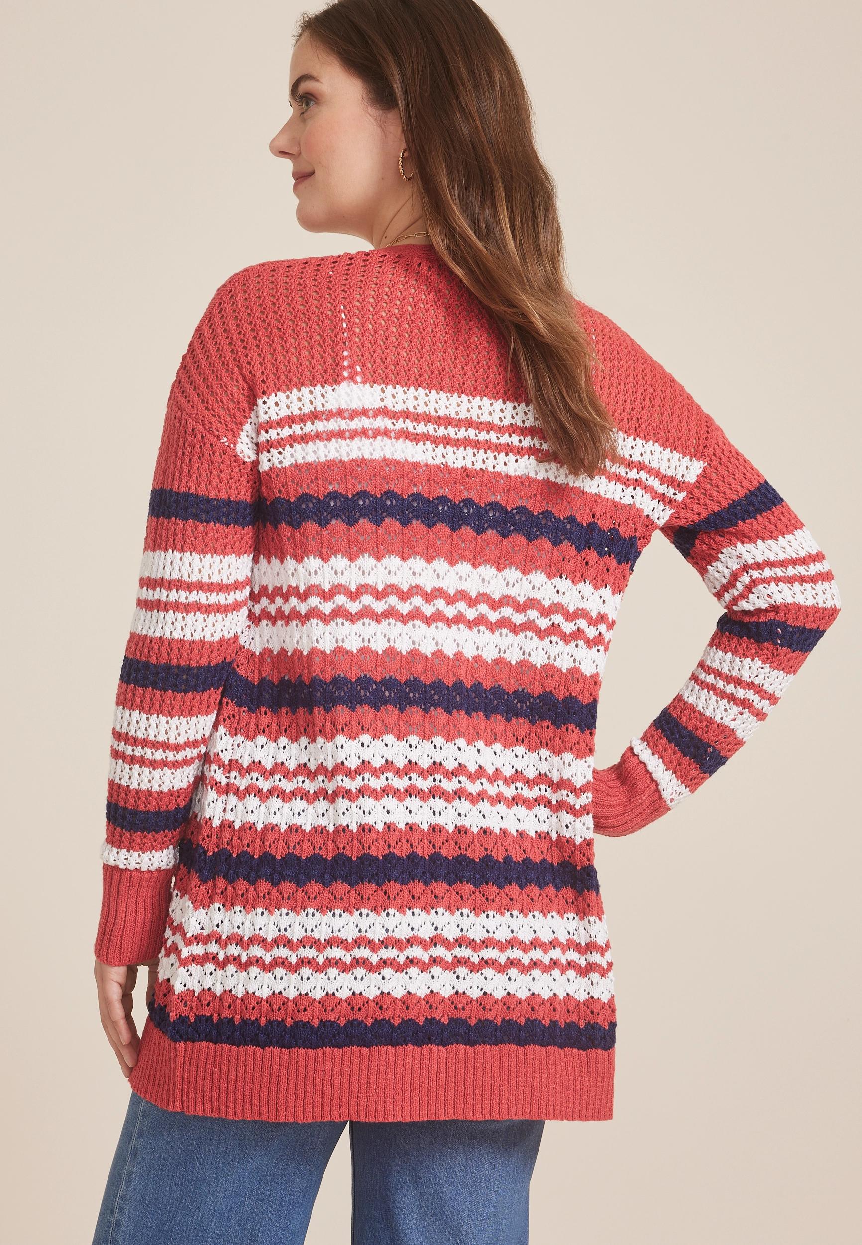 Americana Striped Textured Cardigan Product Image