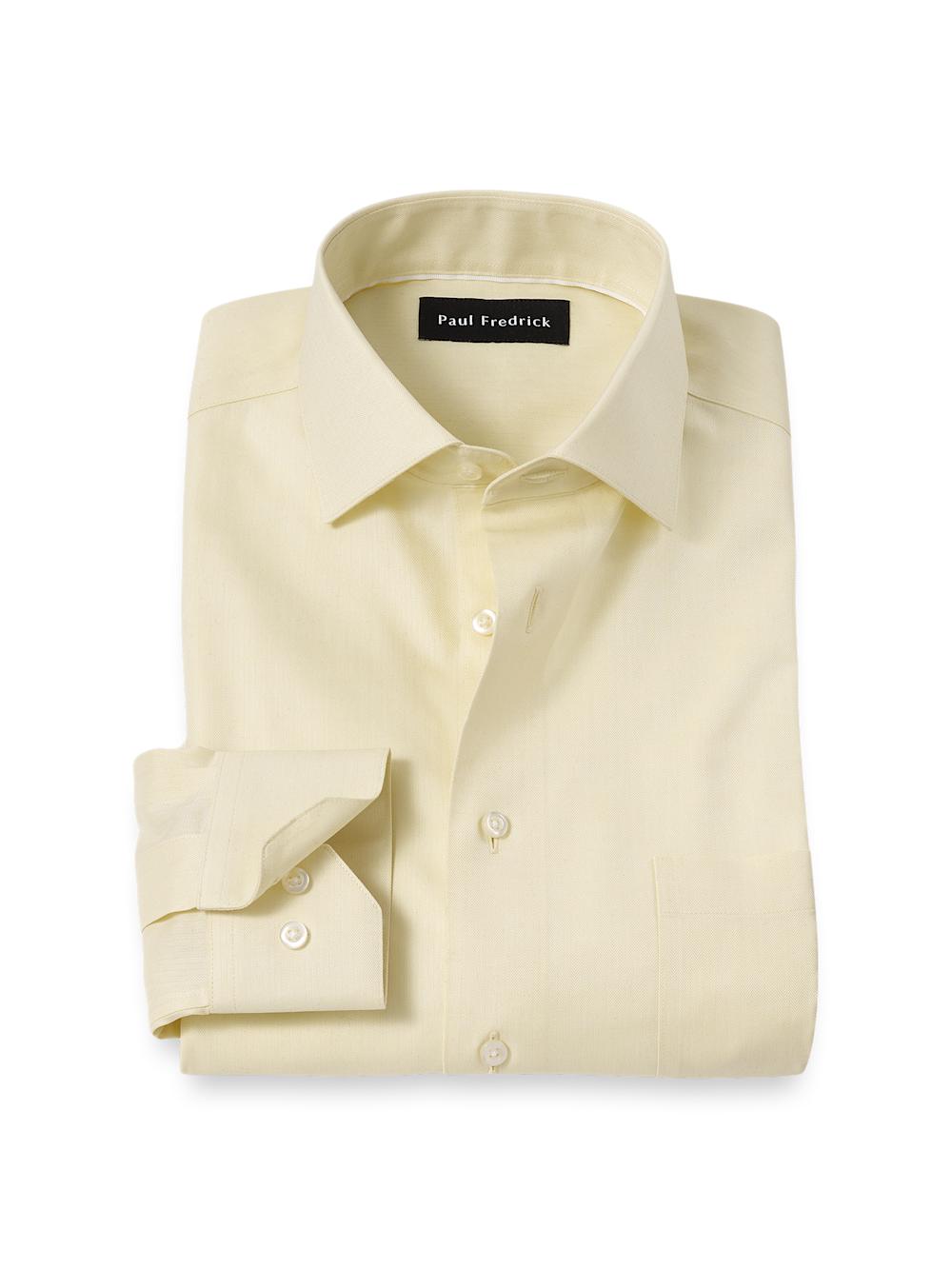Comfort Stretch Non-Iron Herringbone Dress Shirt - Yellow Product Image