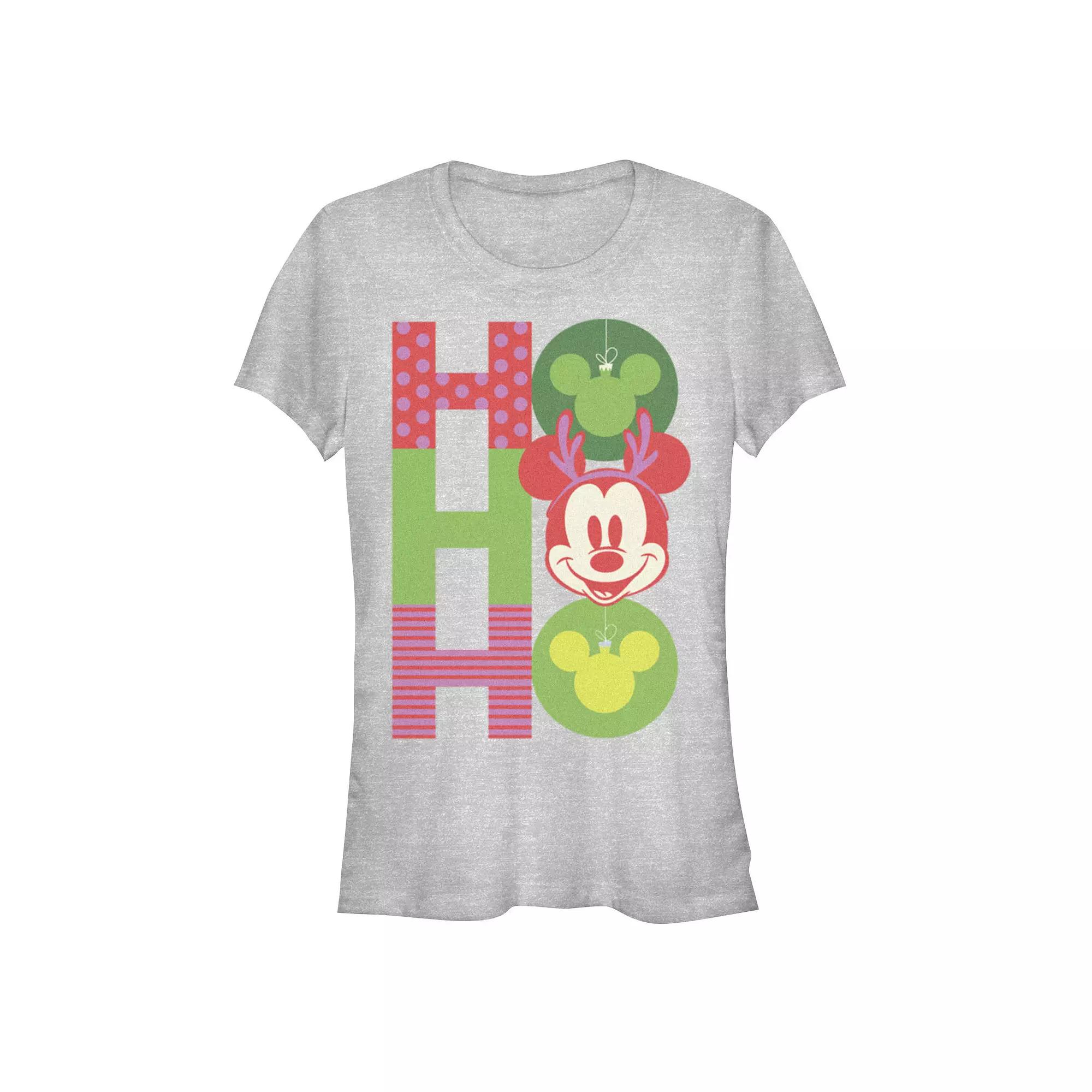 Disney's Mickey Mouse Juniors' Christmas Ornaments Graphic Tee, Women's, Size: Small, Athletic Grey Product Image