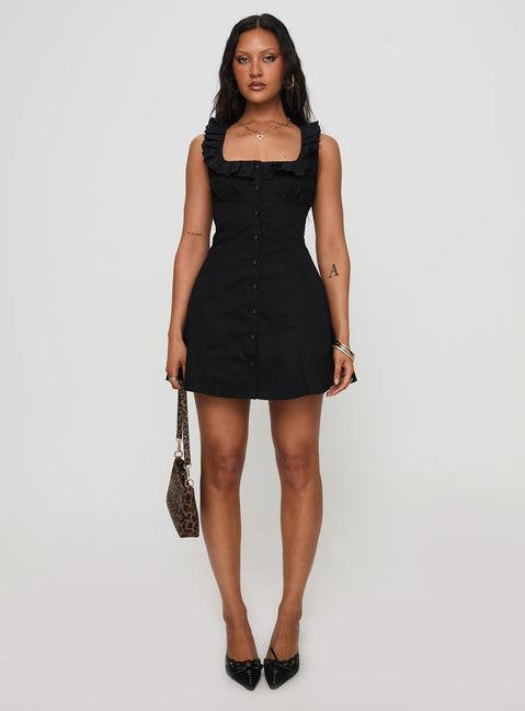Oliveah Frill Mini Dress Black Petite Product Image