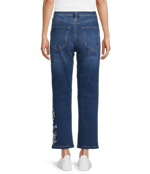 Nurture Mid Rise Embroidered Straight Leg Ankle Length Jeans Product Image
