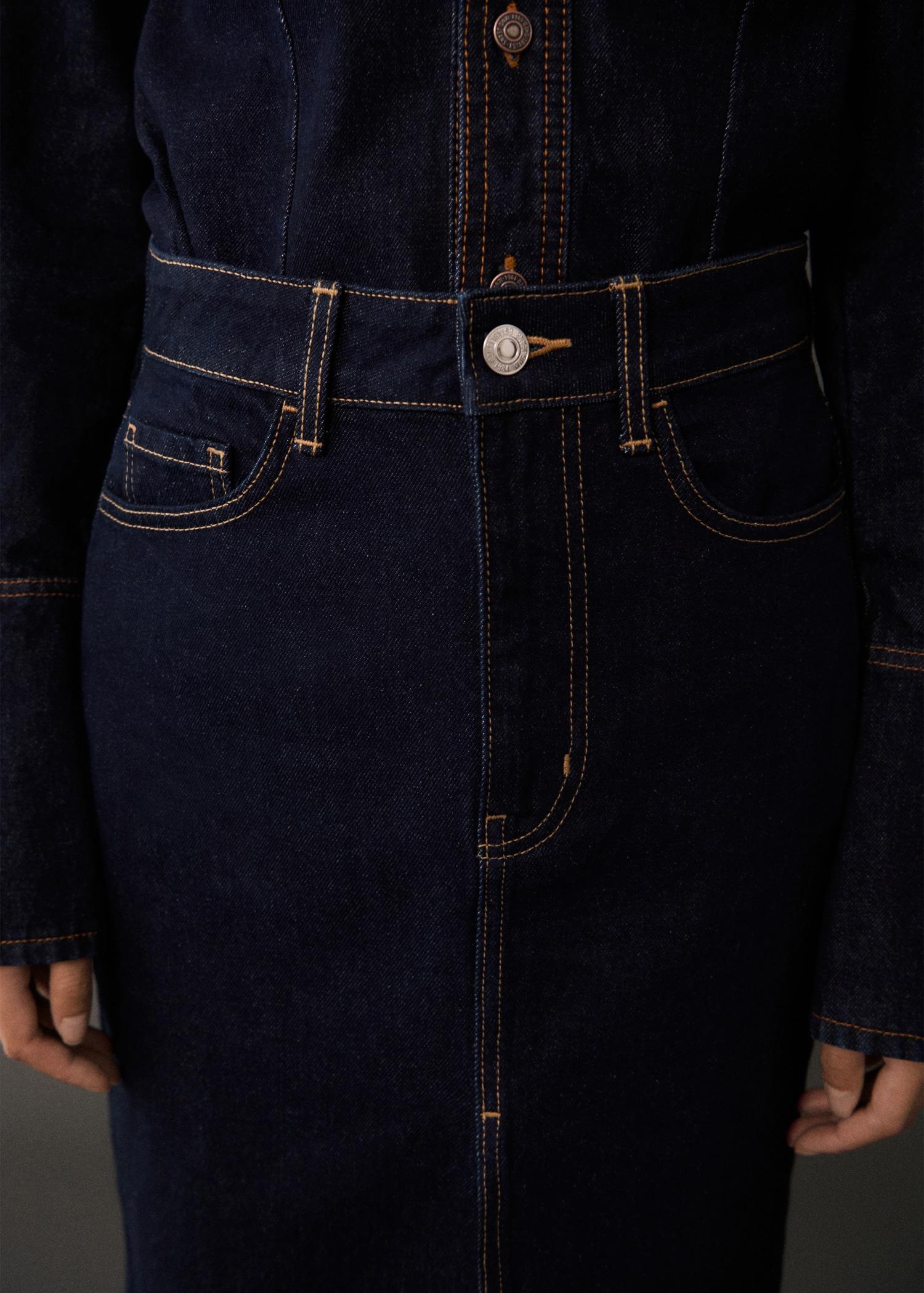 Rinse-wash denim midi-skirt - Women | MANGO USA Product Image