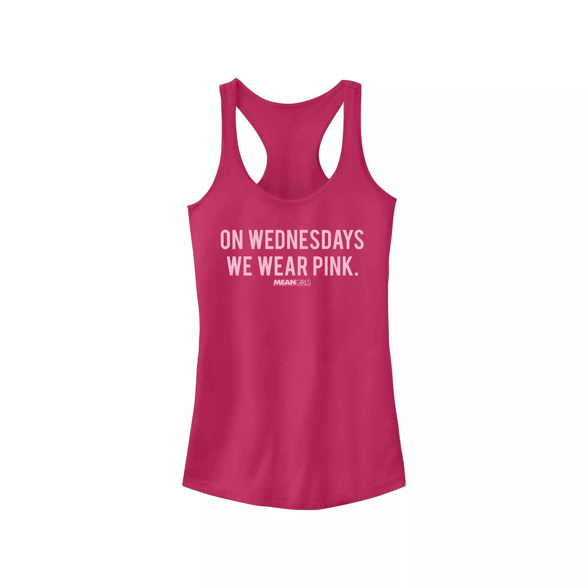Juniors' Mean Girls On Wednesdays We Wear Pink Graphic Racerback Tank Top, Girl's,  Product Image