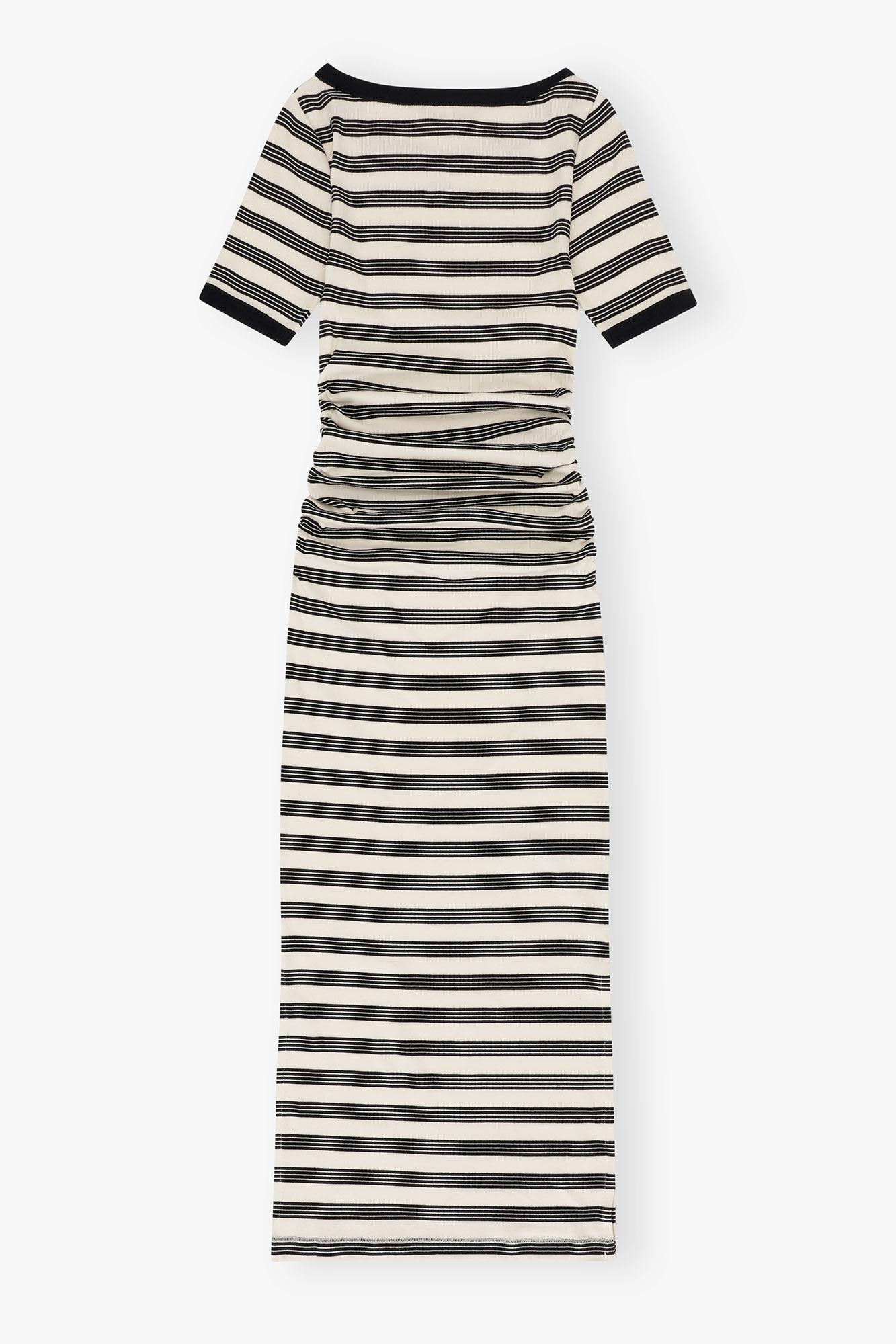 Striped Soft Cotton Rib Short Sleeve Dress Product Image