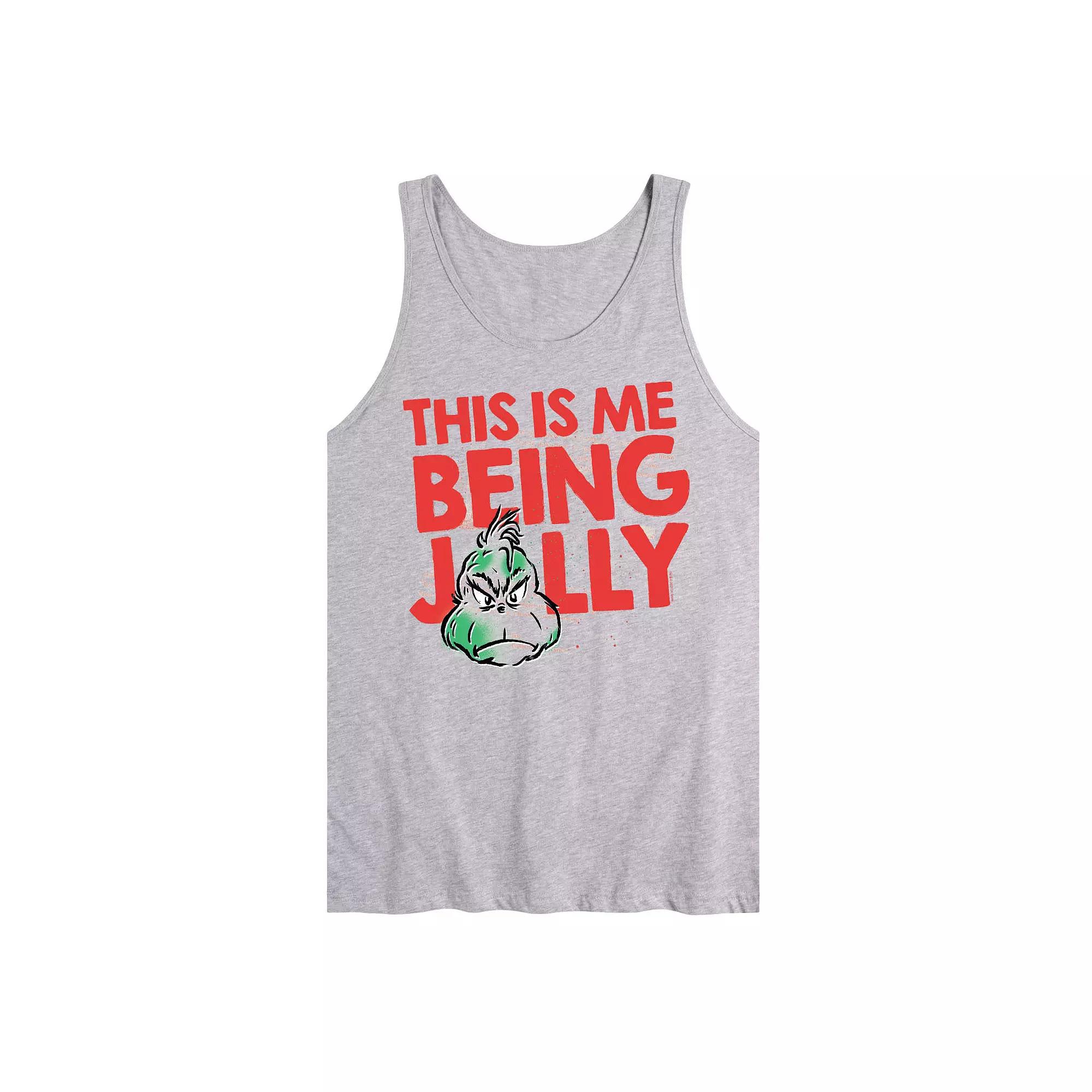 Men's Dr. Seuss The Grinch This Is Me Being Jolly Graphic Tank Top,  Product Image