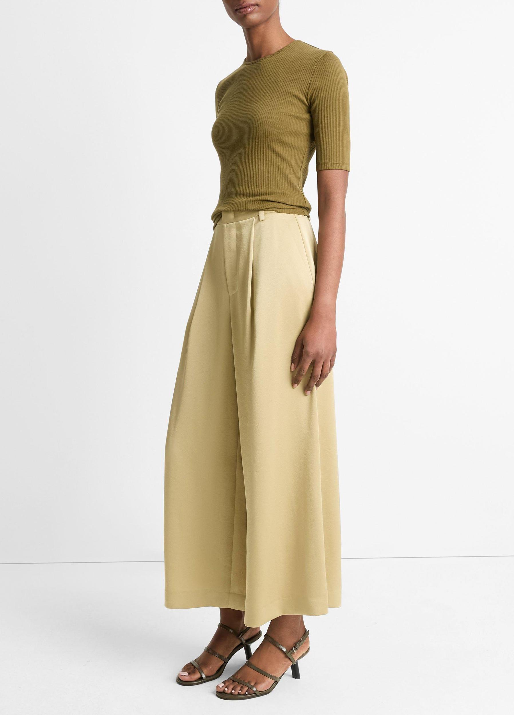 Mid-Rise Satin Culotte Product Image
