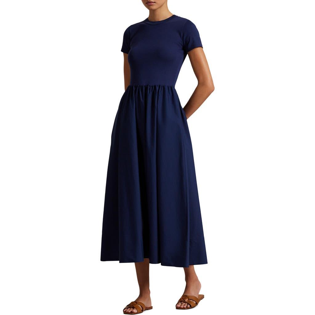 POLO RALPH LAUREN Short Sleeve Cotton Midi Dress Product Image